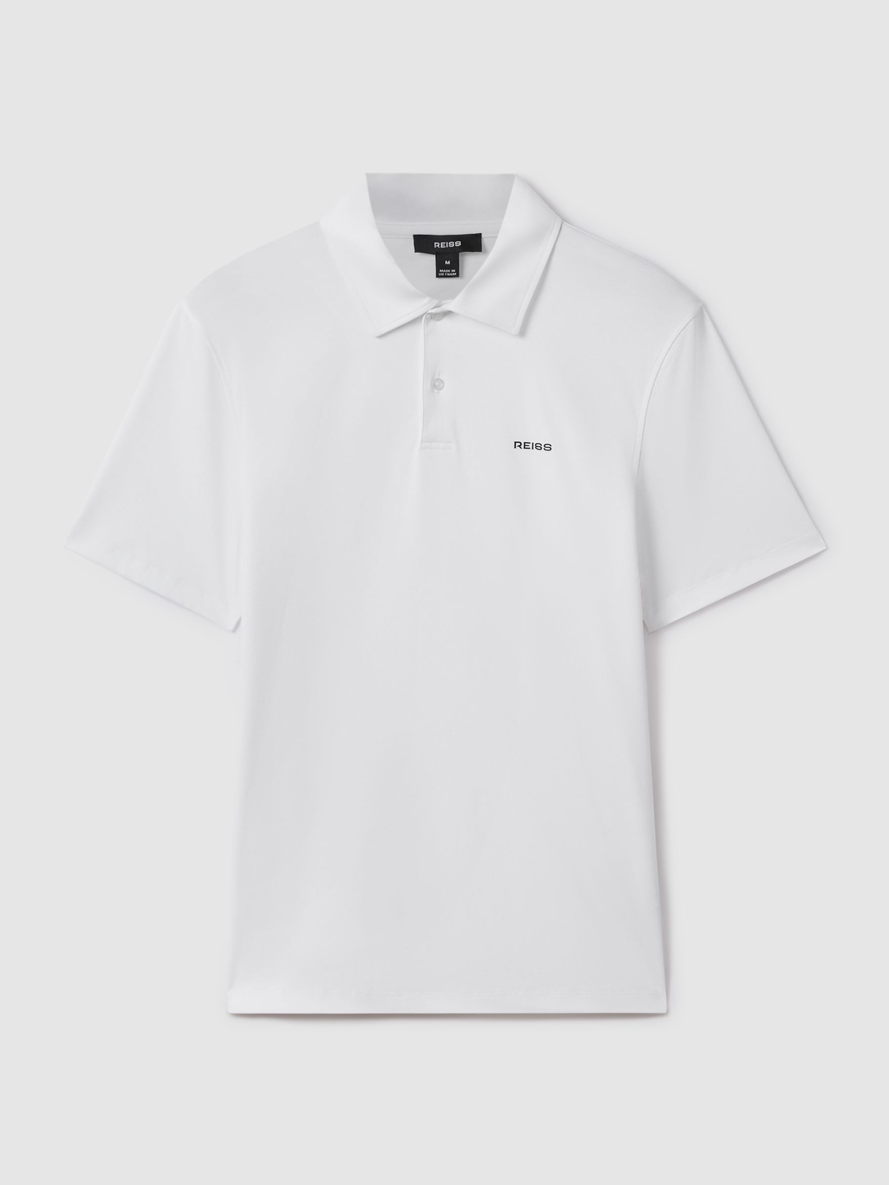 Slim Fit Cotton Polo Shirt in White - Image 2 of 6