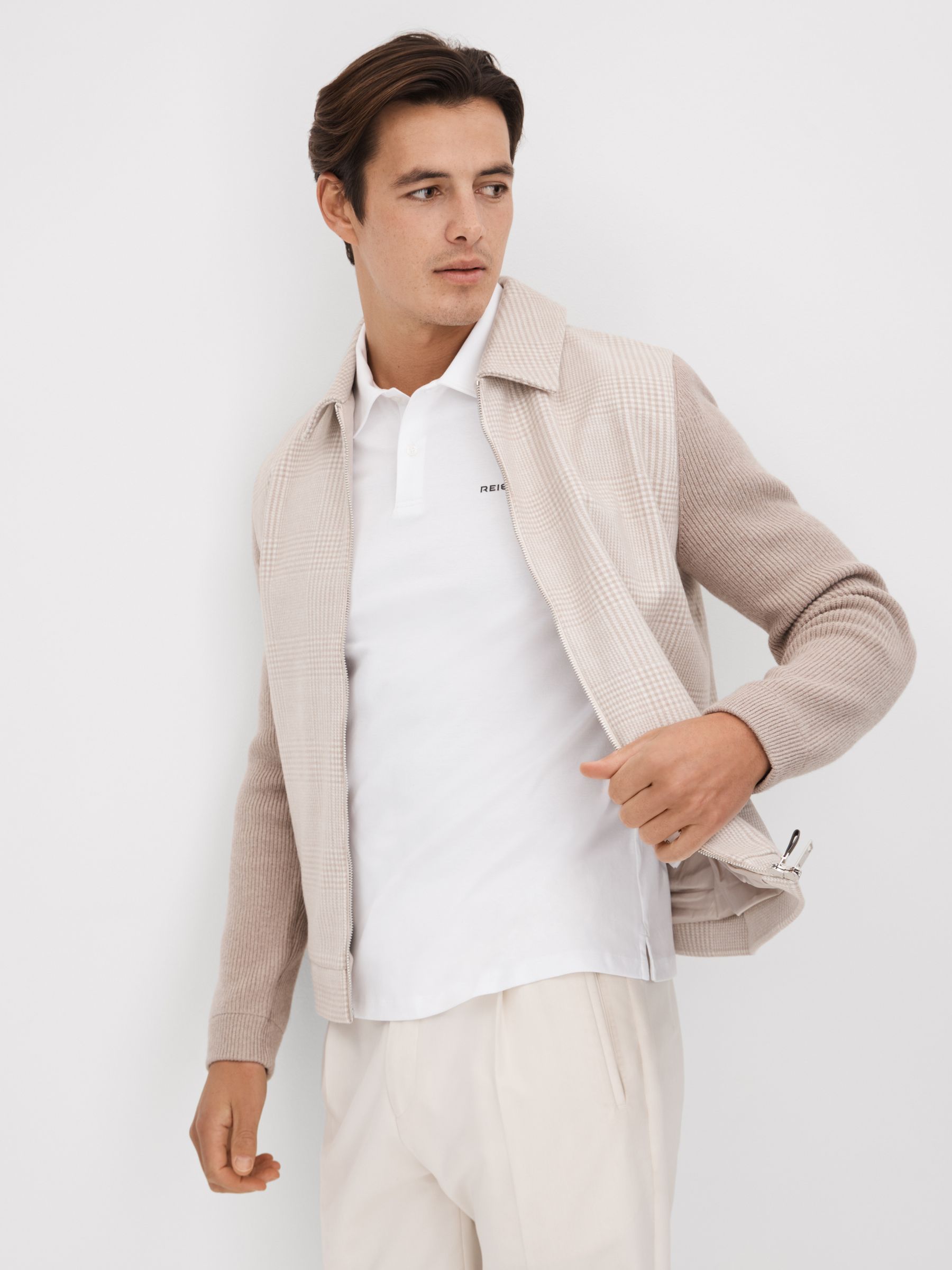 Slim Fit Cotton Polo Shirt in White - Image 4 of 6