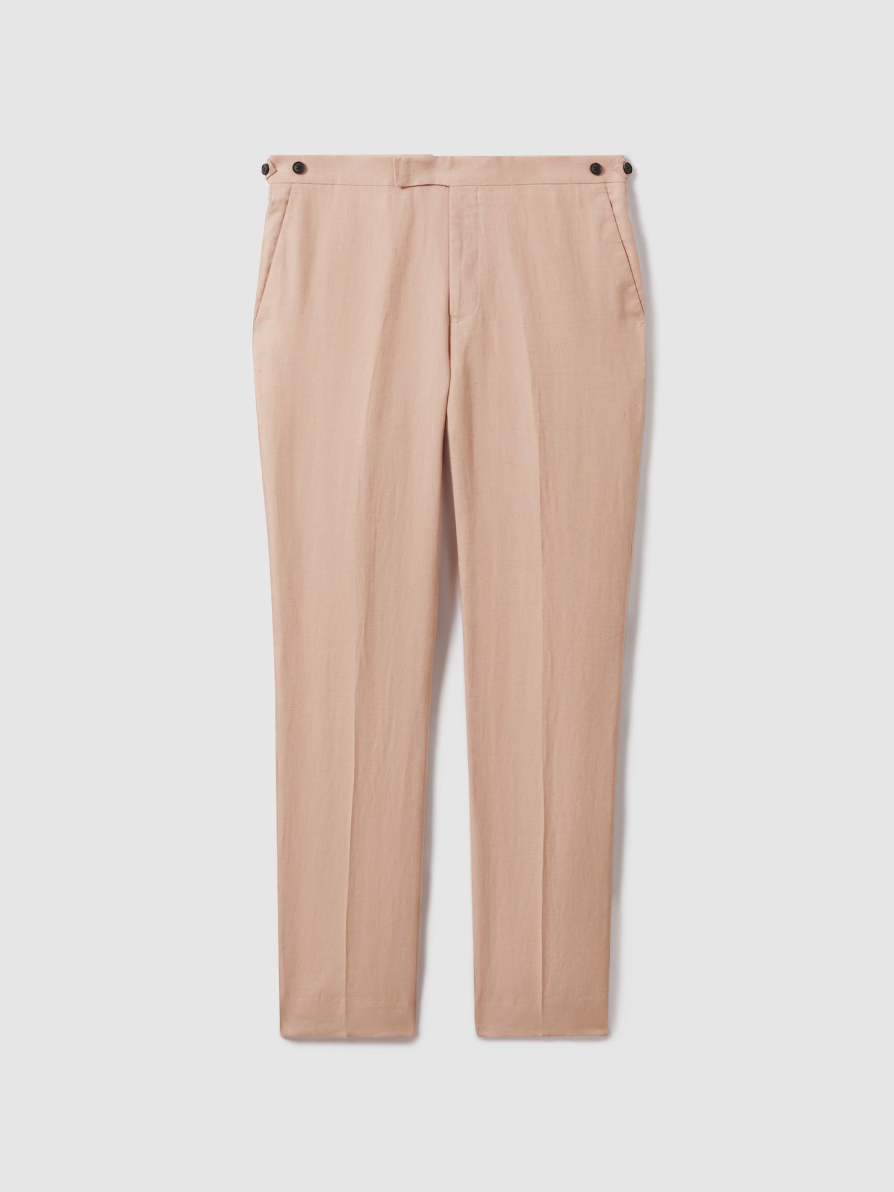 Linen Tapered Trousers Slim-Fit in Pink - Image 2 of 6