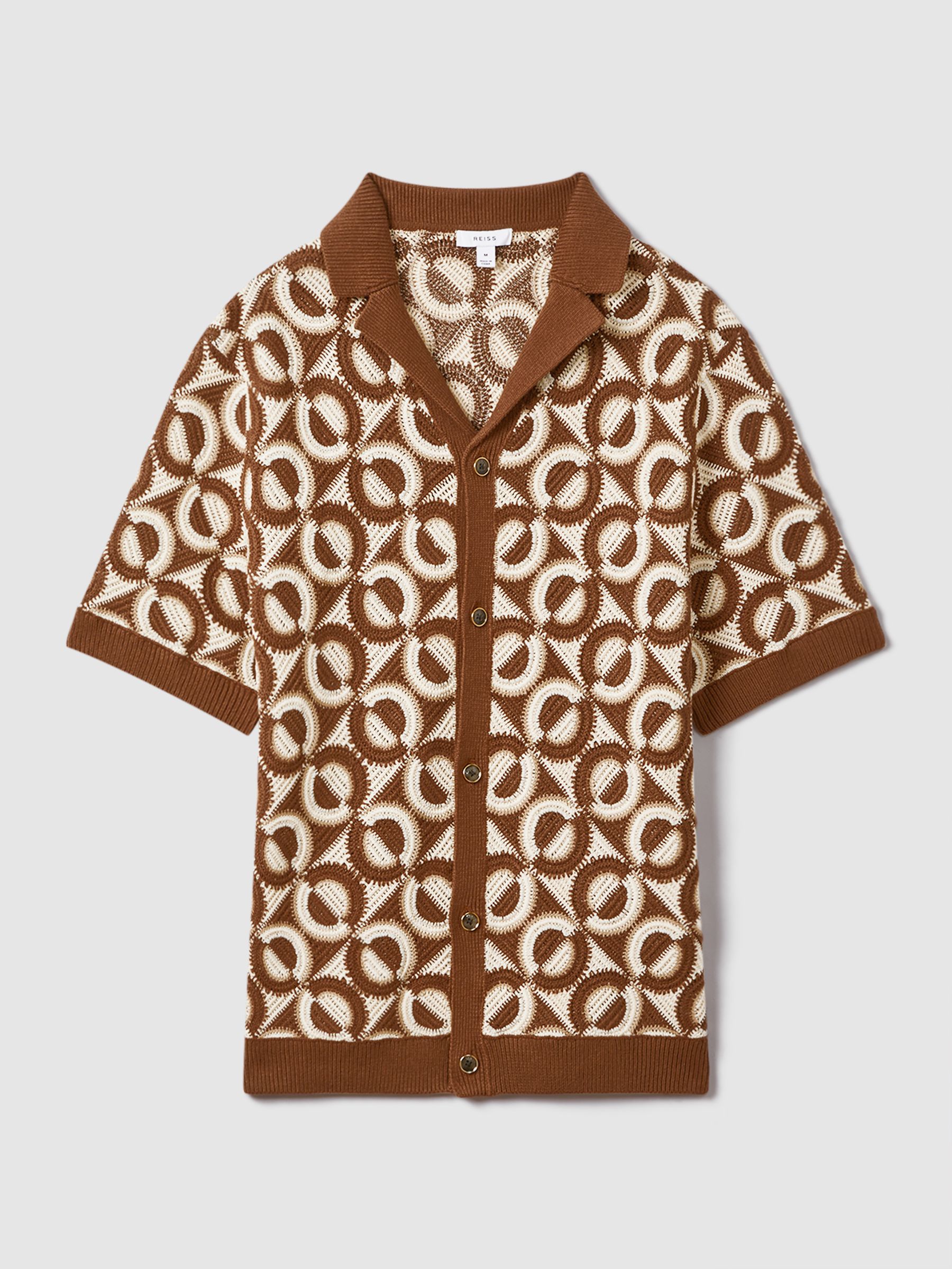 Crochet Cuban Collar Shirt in Tobacco - Image 2 of 7
