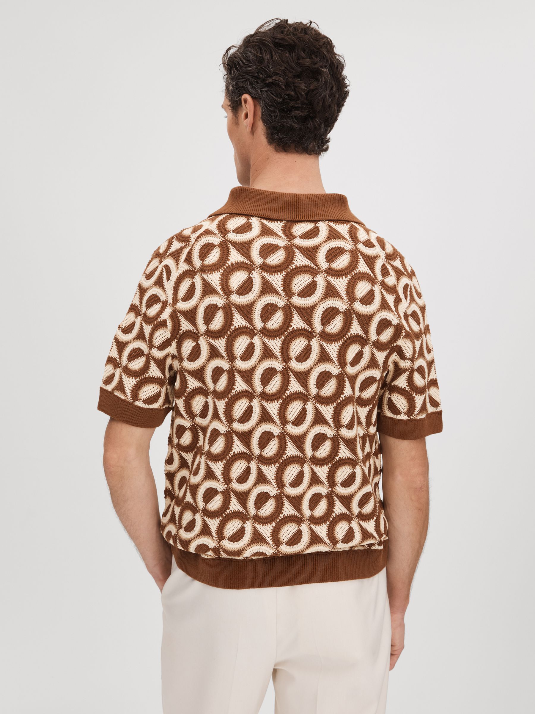 Crochet Cuban Collar Shirt in Tobacco - Image 6 of 7