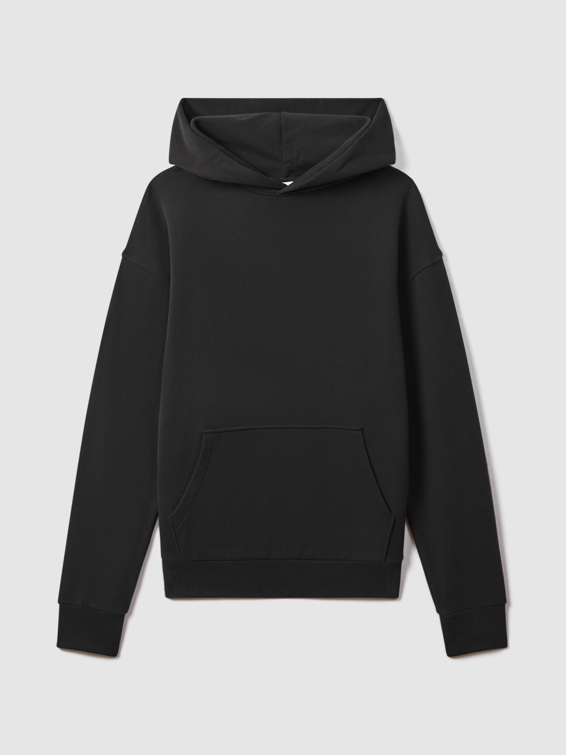 Casual Fit Cotton Hoodie in Washed Black - Image 2 of 5
