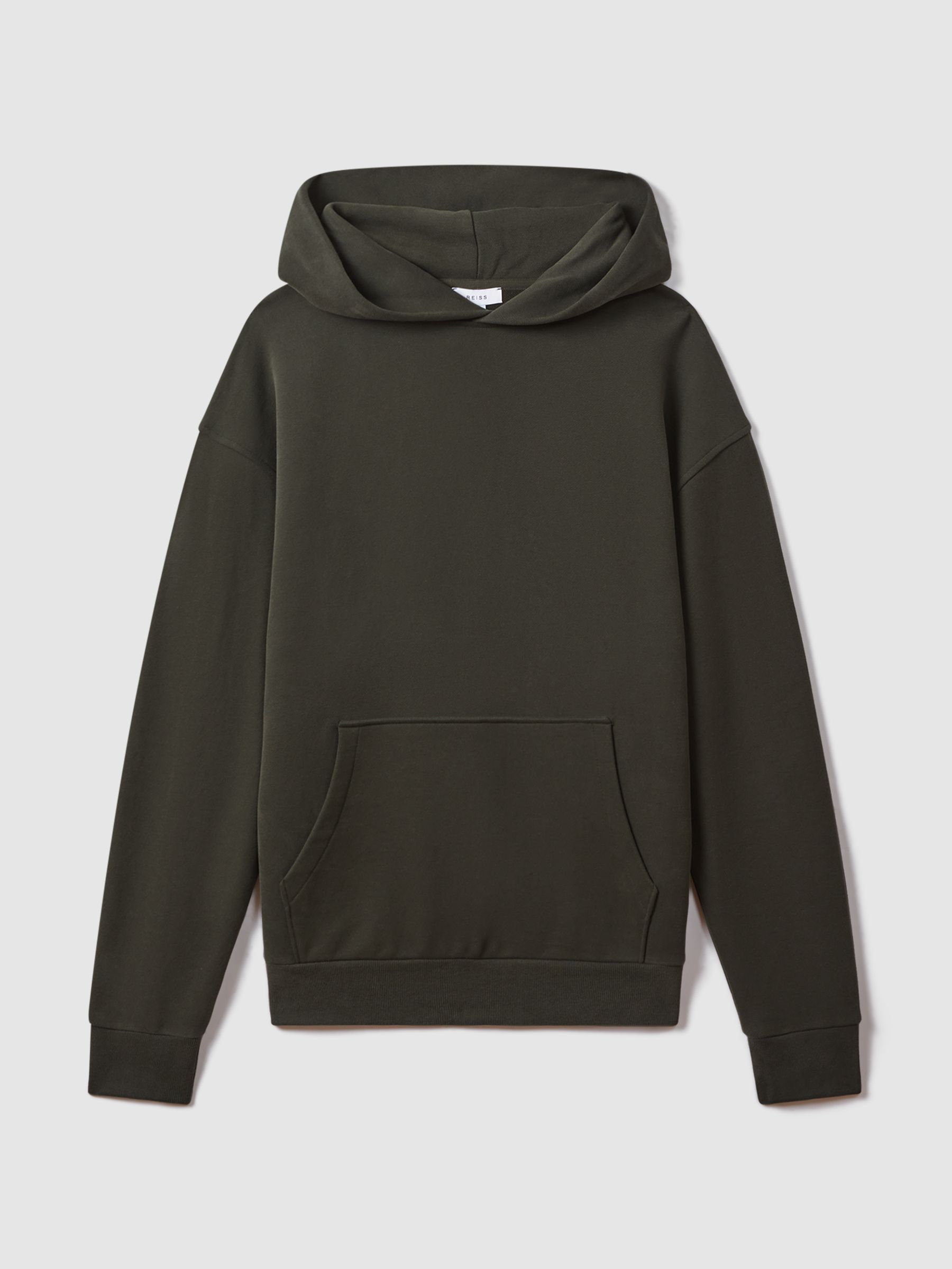 Casual Fit Cotton Hoodie in Khaki - Image 2 of 5