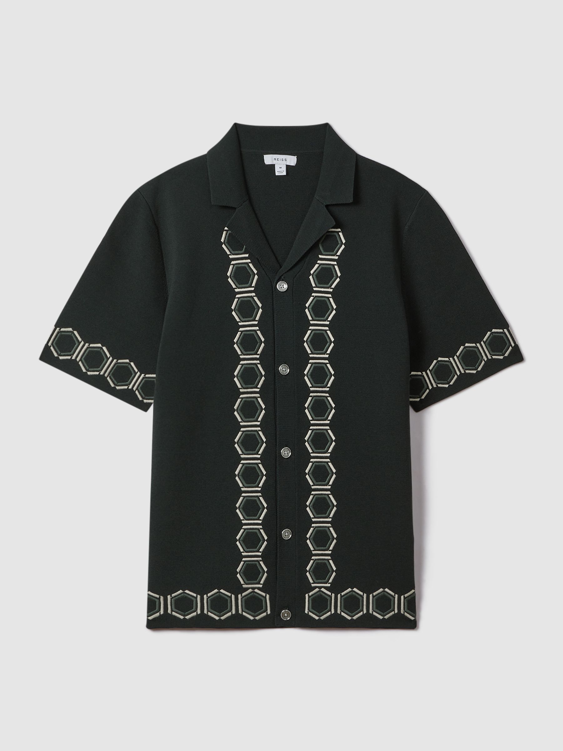 Knitted Cuban Collar Shirt in Hunting Green - Image 2 of 7