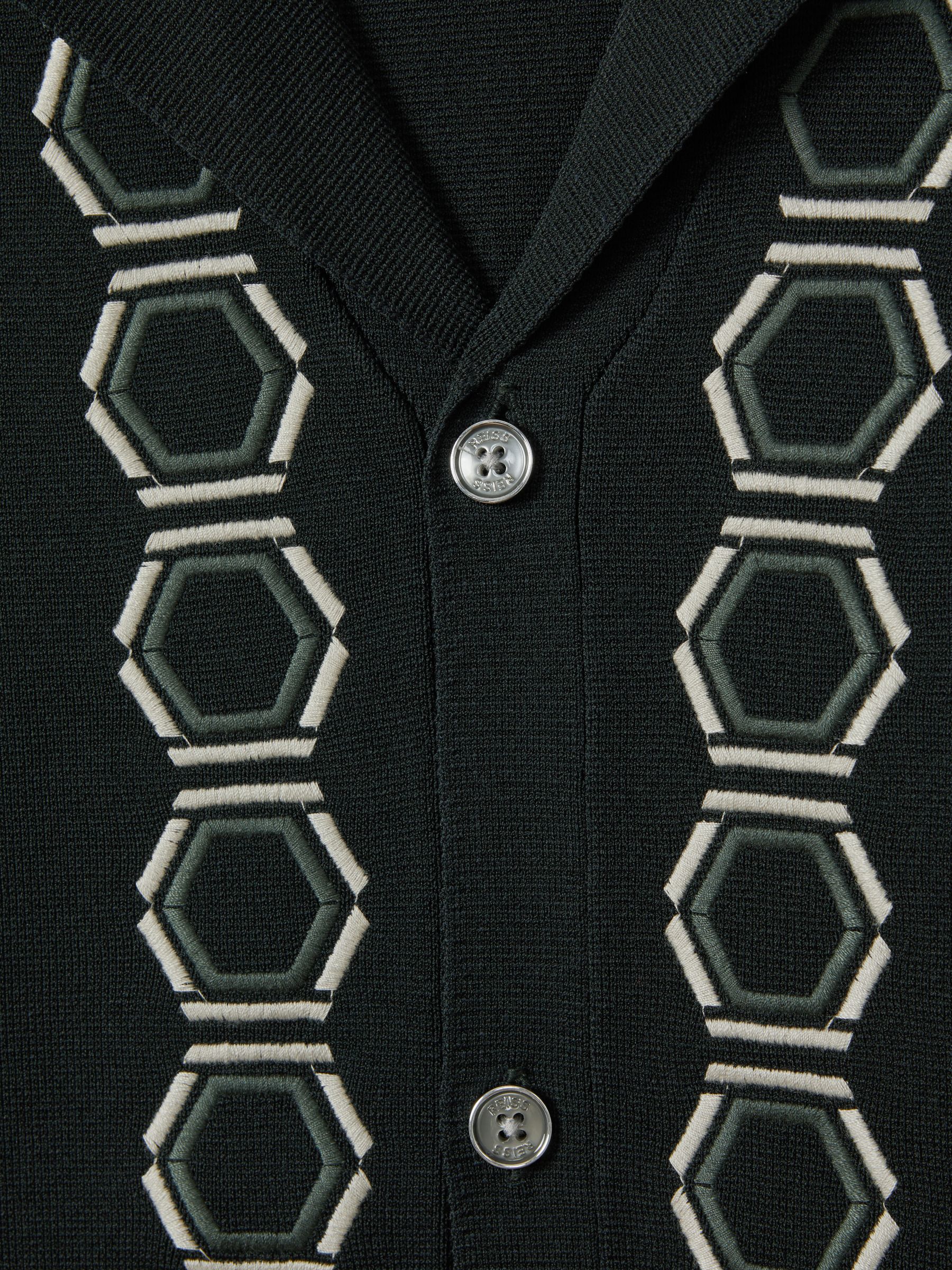 Knitted Cuban Collar Shirt in Hunting Green - Image 7 of 7