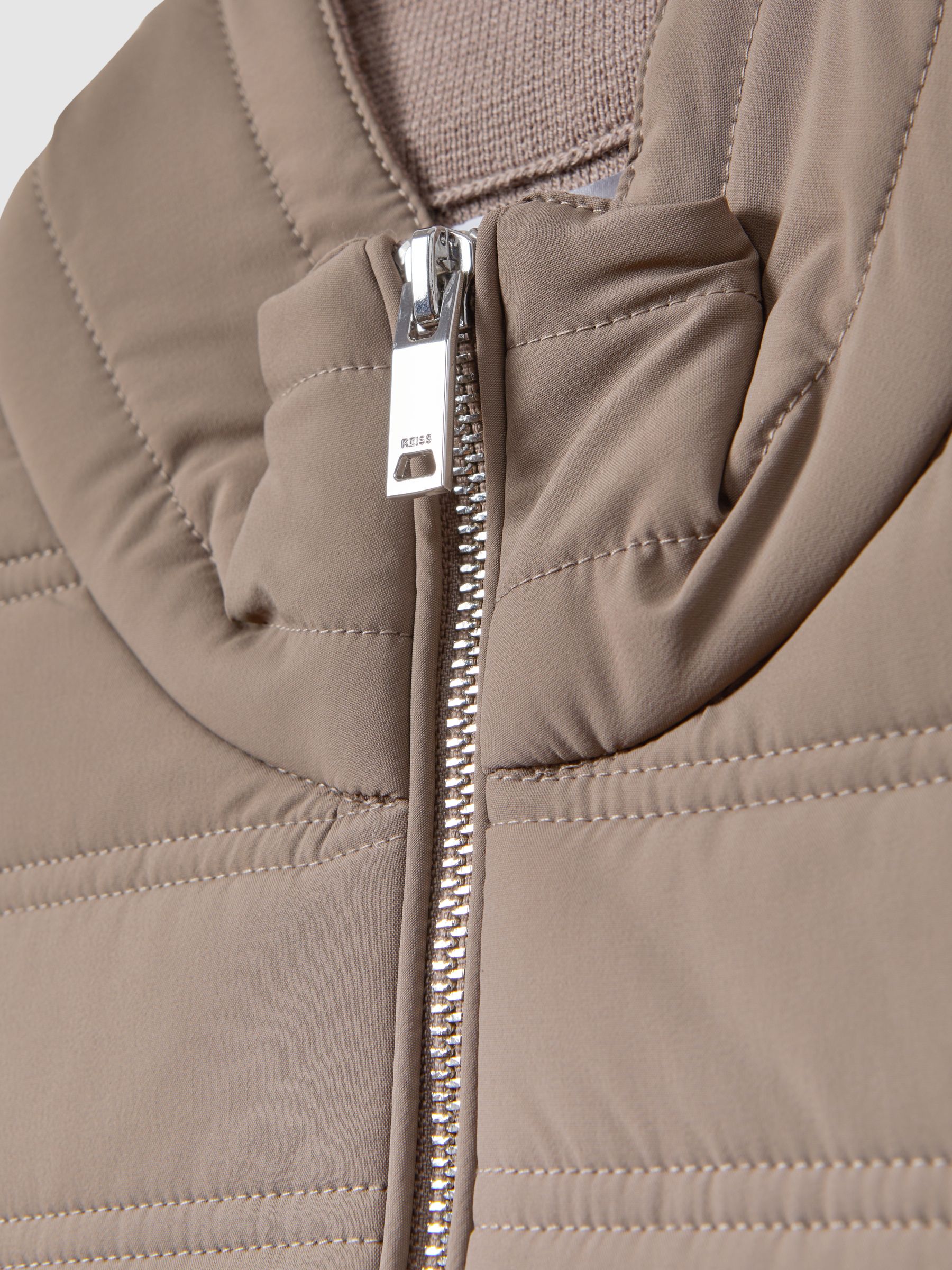 Hybrid Quilt and Knit Zip-Through Gilet in Mink - Image 6 of 6