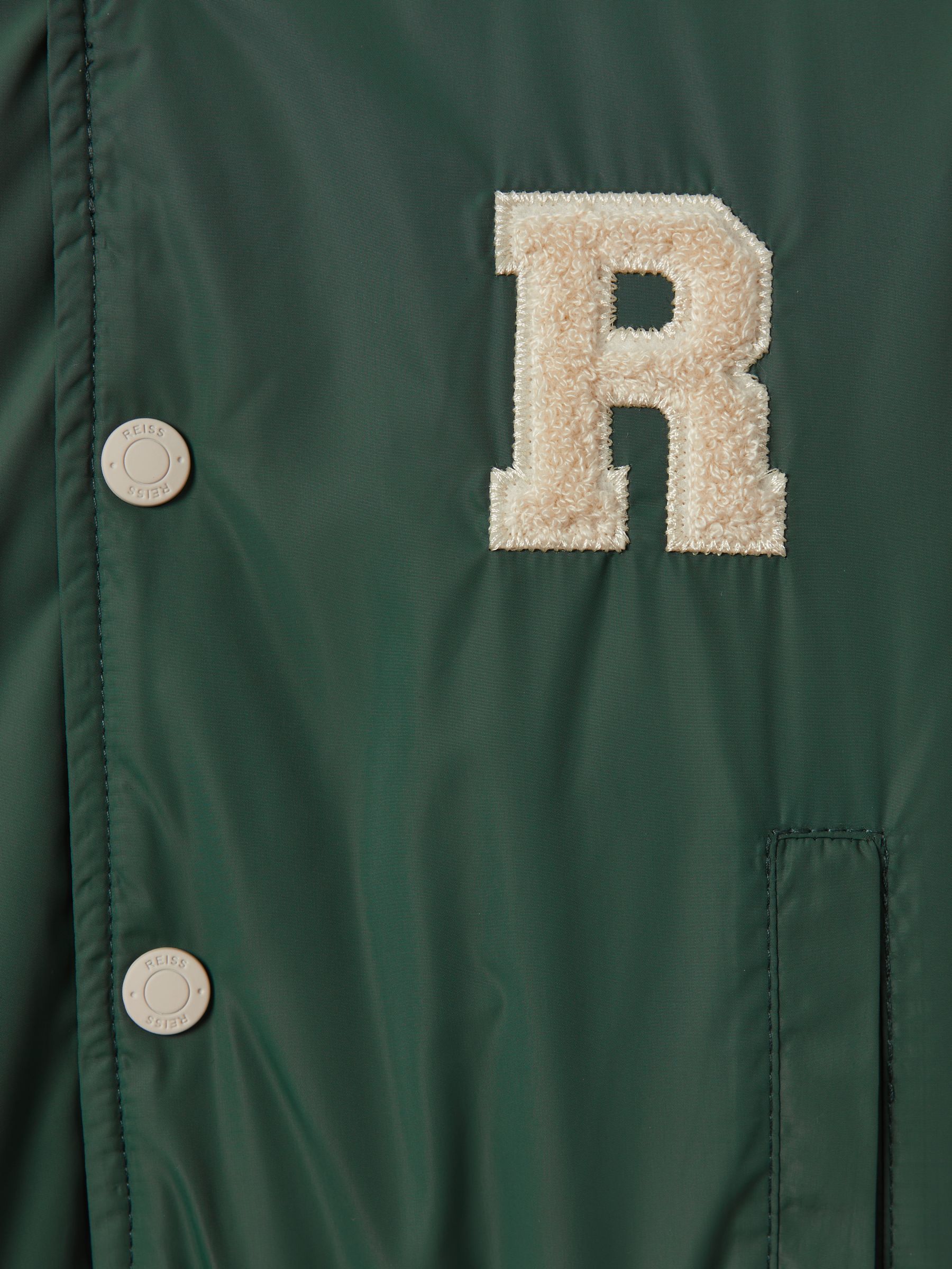 3-9 yrs Colourblock Varsity Bomber Jacket With Linen in Airforce Blue/Stone - Image 4 of 4