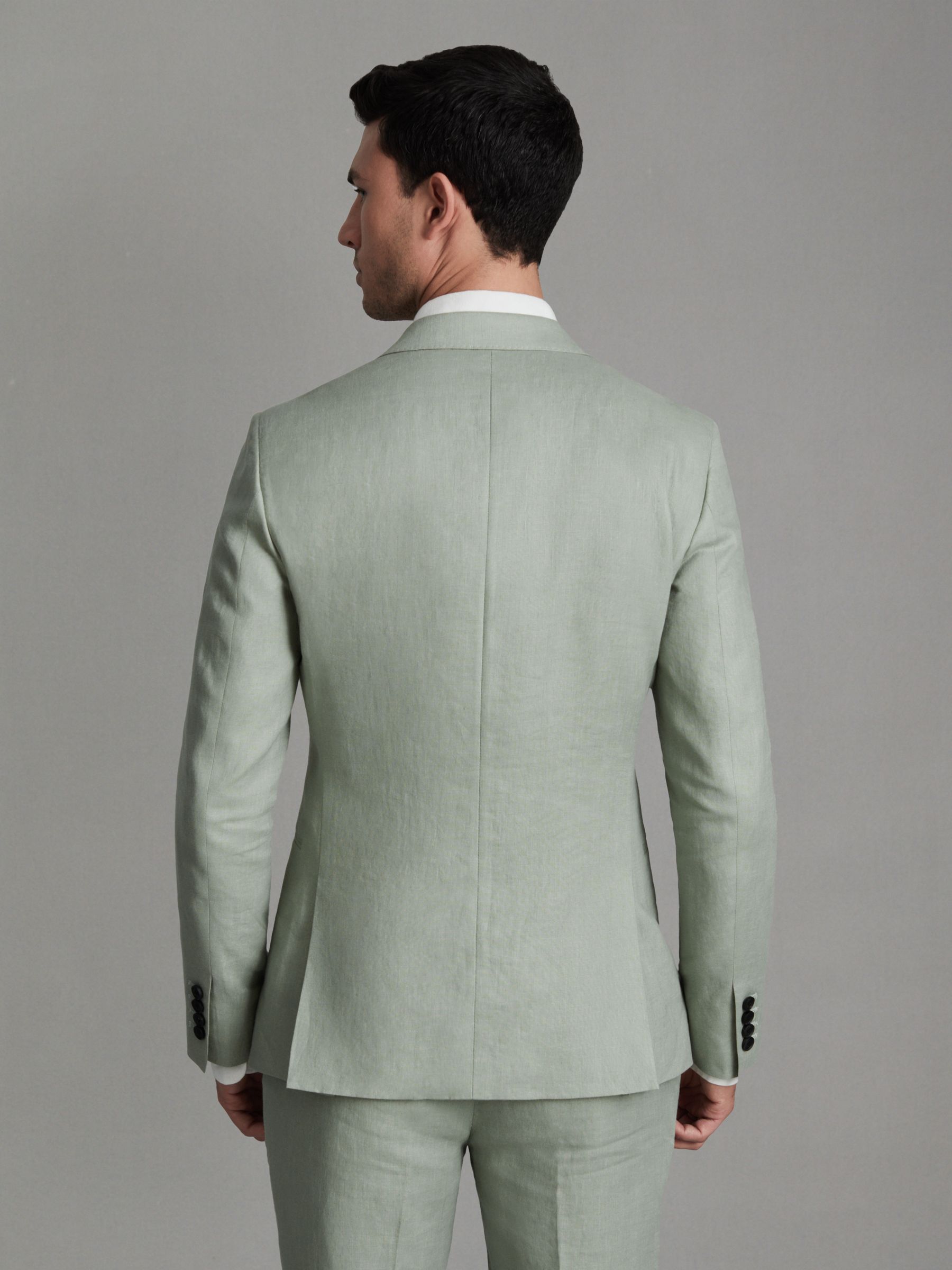 Single-Breasted Linen Suit Blazer Slim Fit in Apple - Image 5 of 8