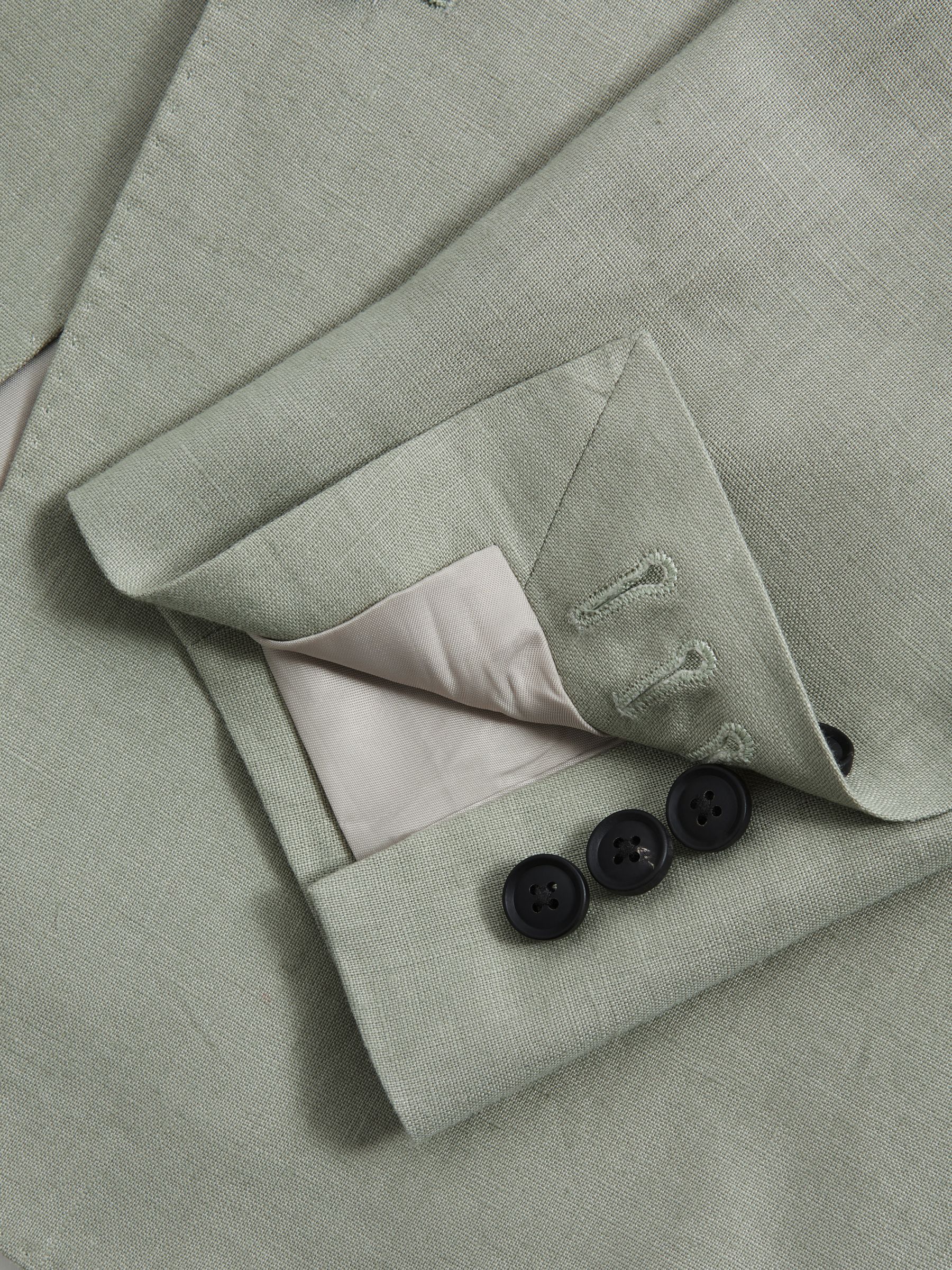 Single-Breasted Linen Suit Blazer Slim Fit in Apple - Image 7 of 8