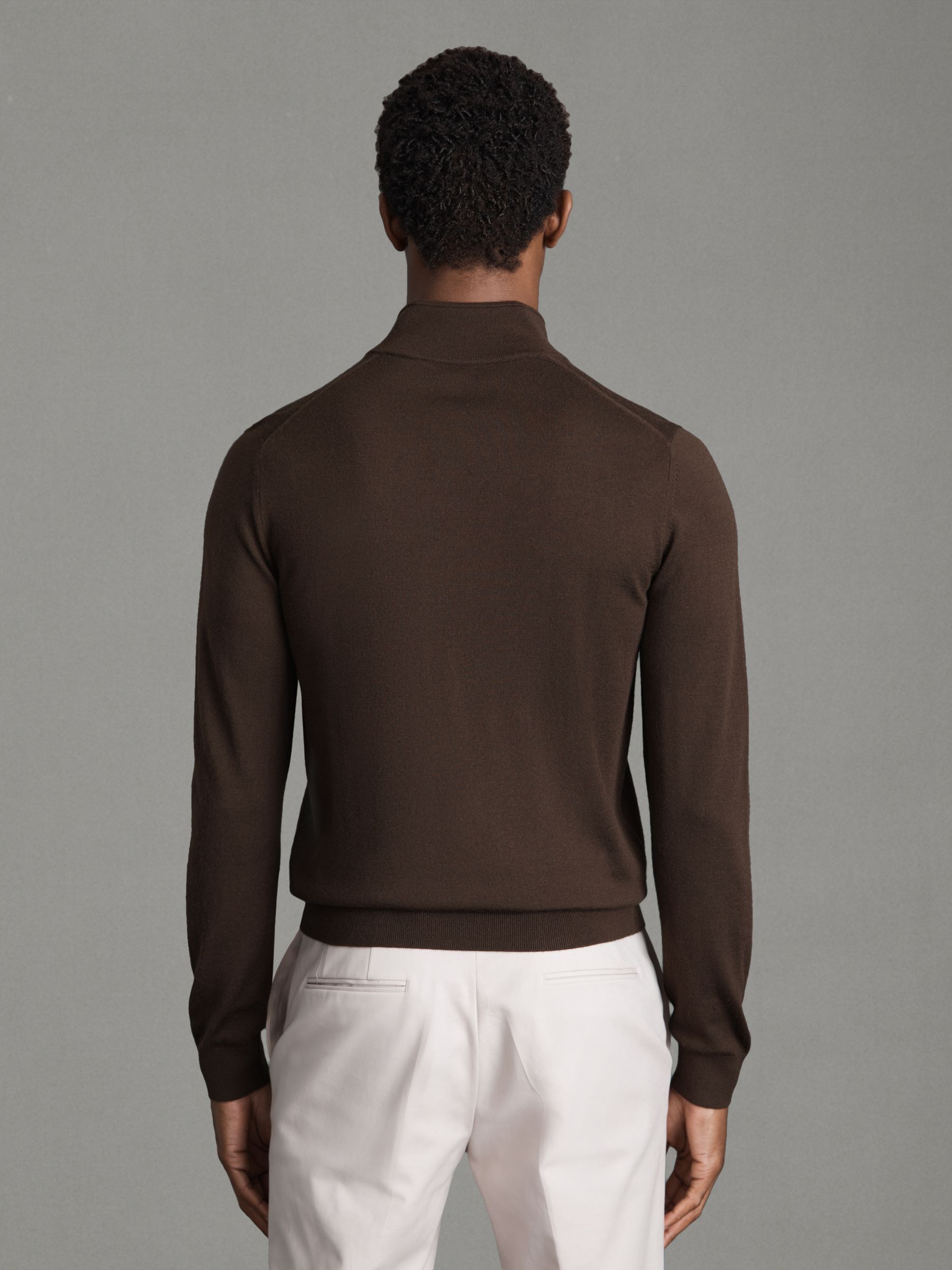 Two Pack Of Merino Wool Zip-Neck Jumpers in Bitter Chocolate/Anthracite - Image 3 of 5