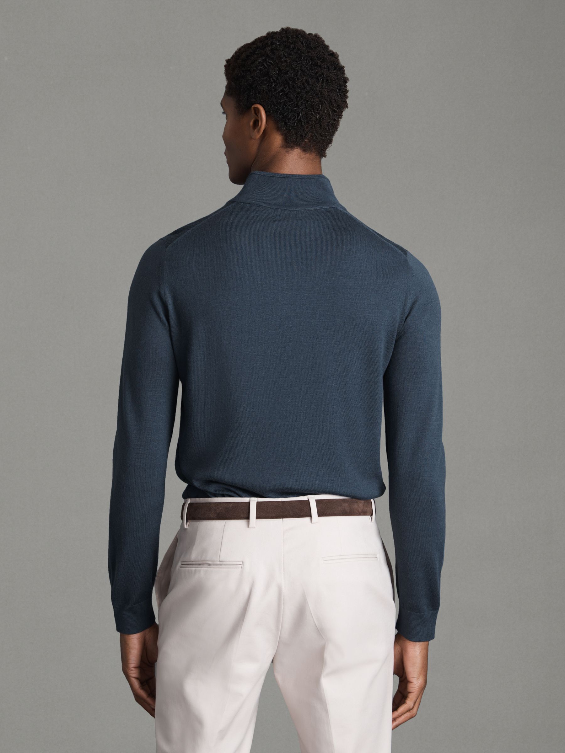 Two Pack Of Merino Wool Zip-Neck Jumpers in Bitter Chocolate/Anthracite - Image 5 of 5