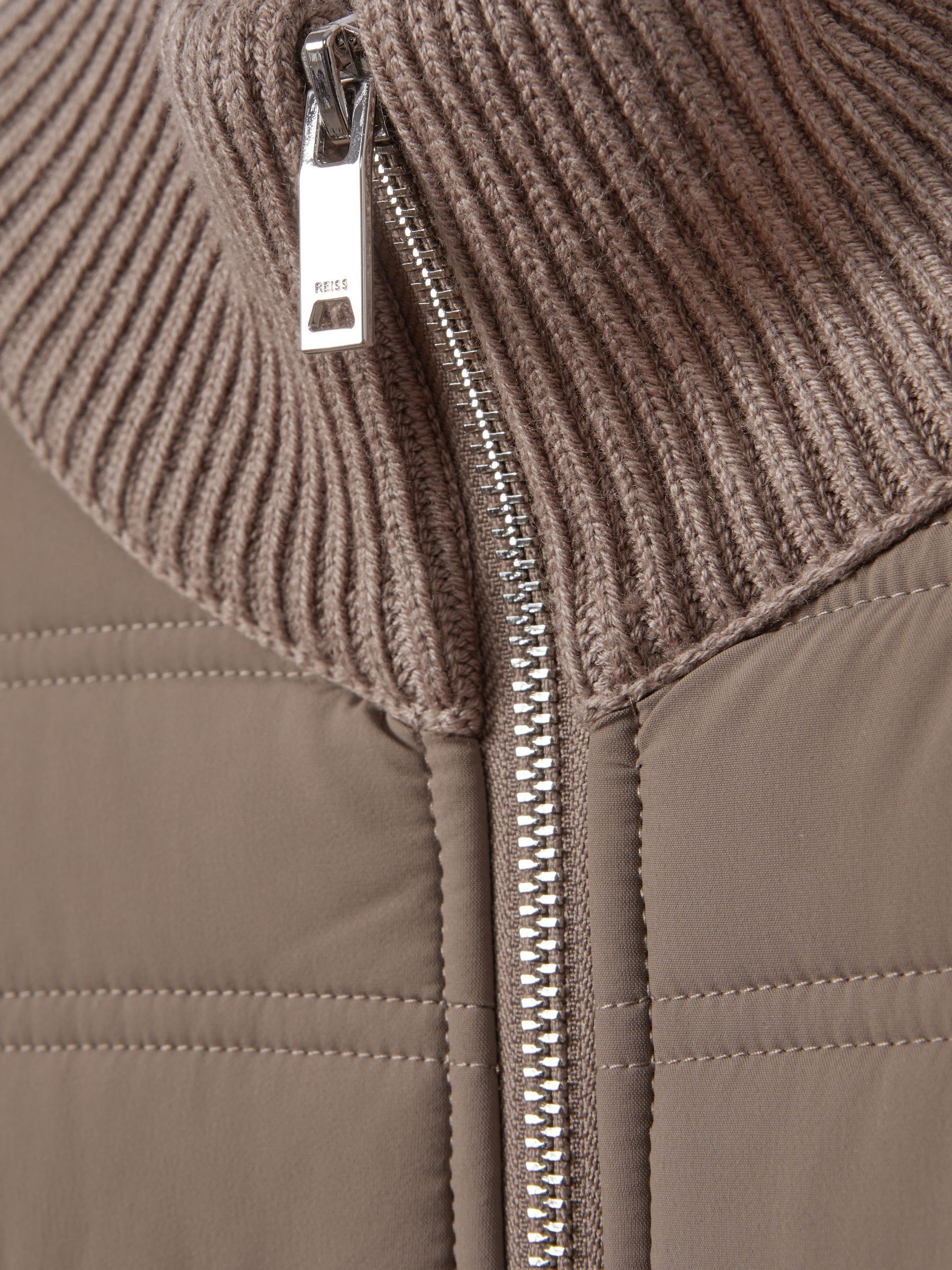 Hybrid Quilt and Knit Zip-Through Jacket in Mink - Image 6 of 6