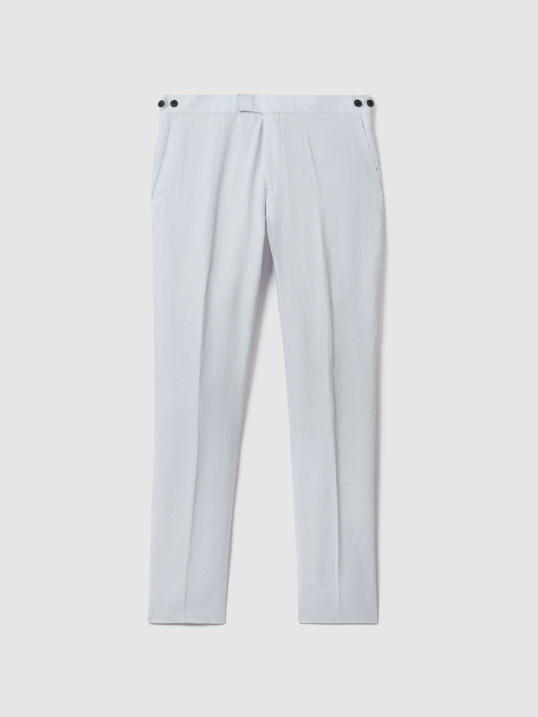Slim Fit Linen Trousers in Soft Blue - Image 2 of 6