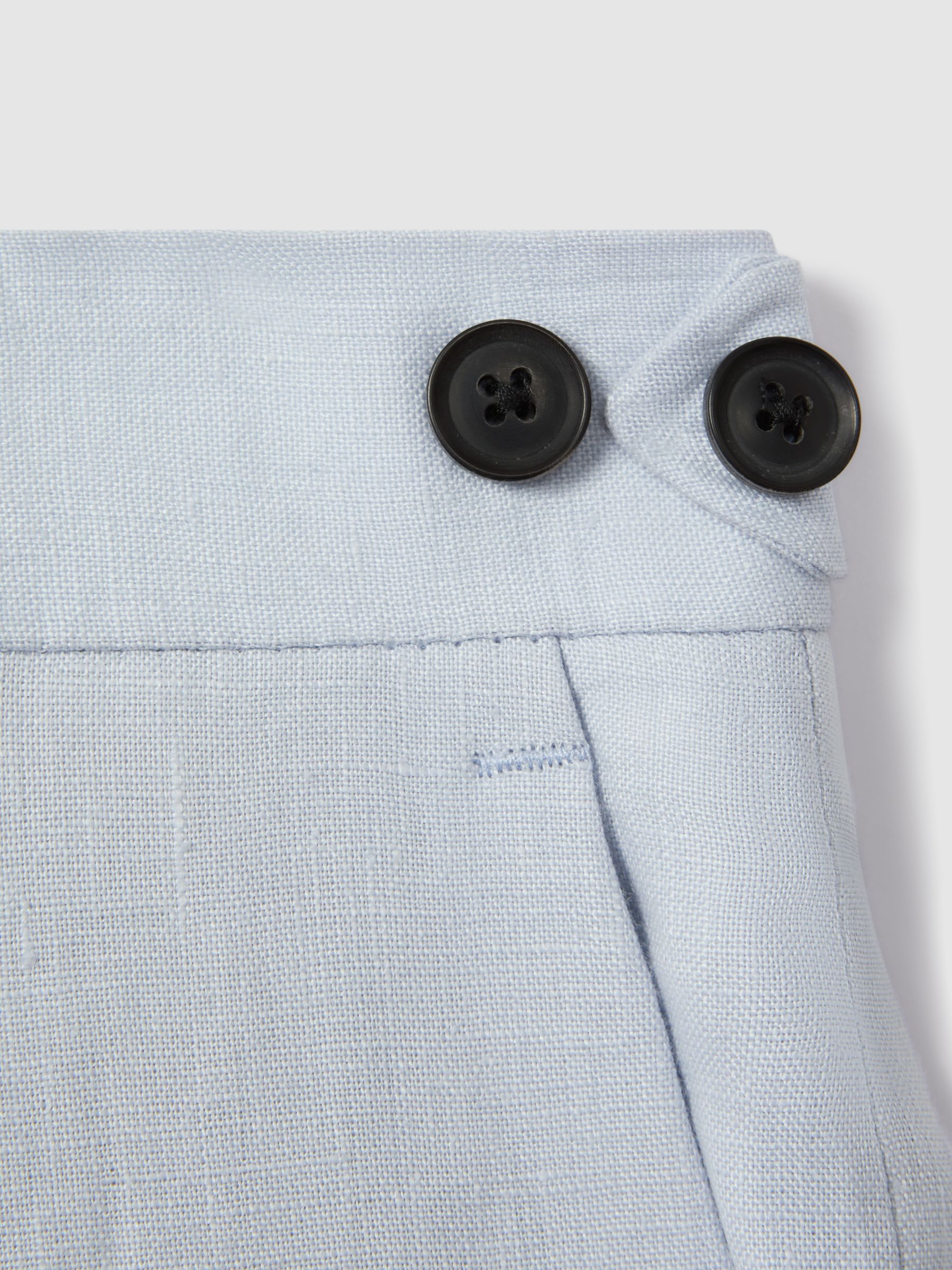 Slim Fit Linen Trousers in Soft Blue - Image 5 of 6