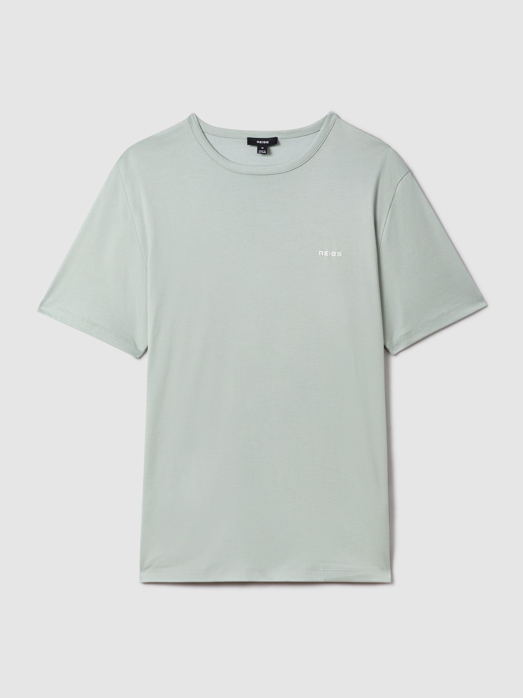 Slim Fit Cotton Crew T-Shirt in Sage - Image 2 of 6