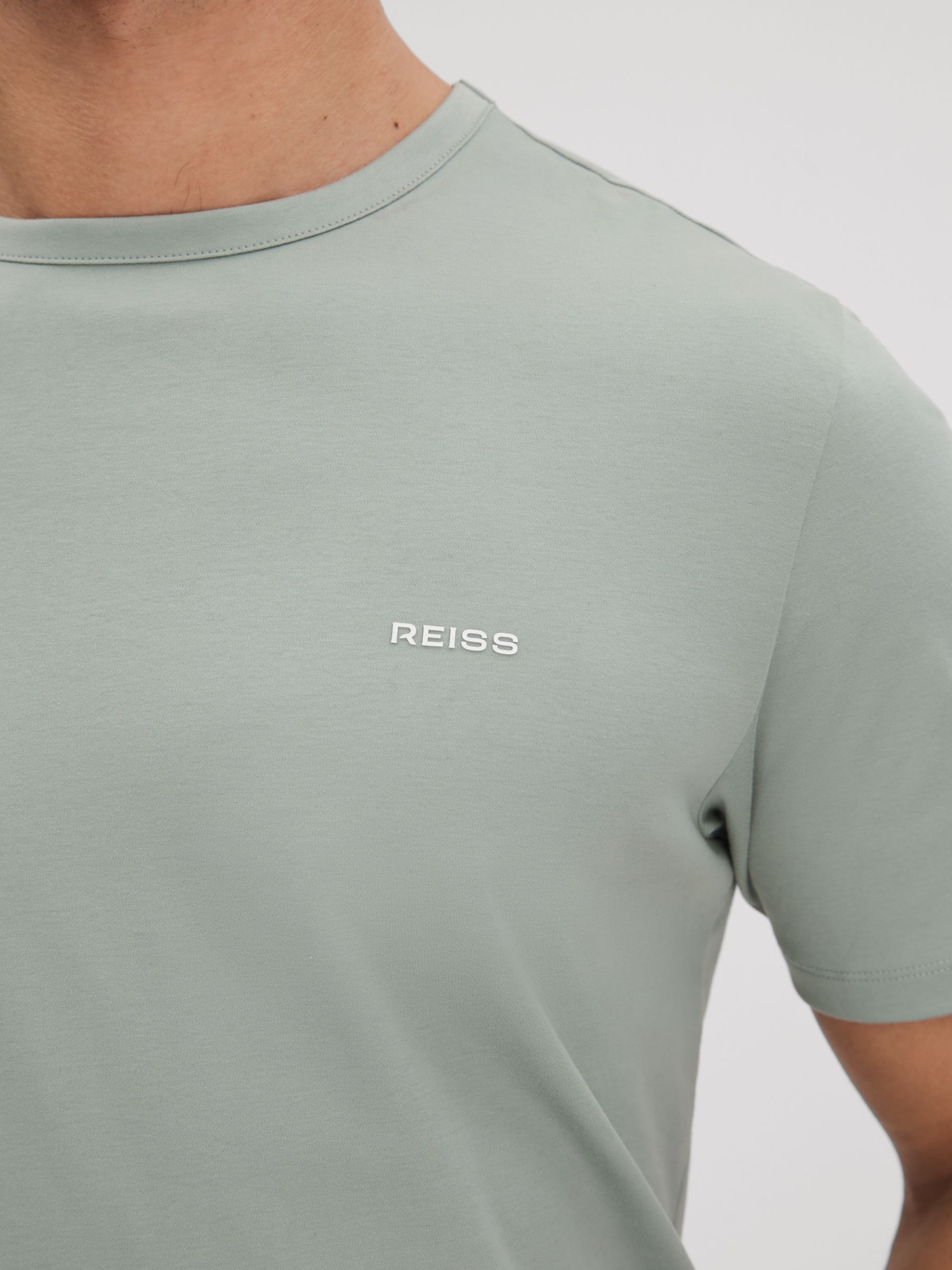 Slim Fit Cotton Crew T-Shirt in Sage - Image 4 of 6
