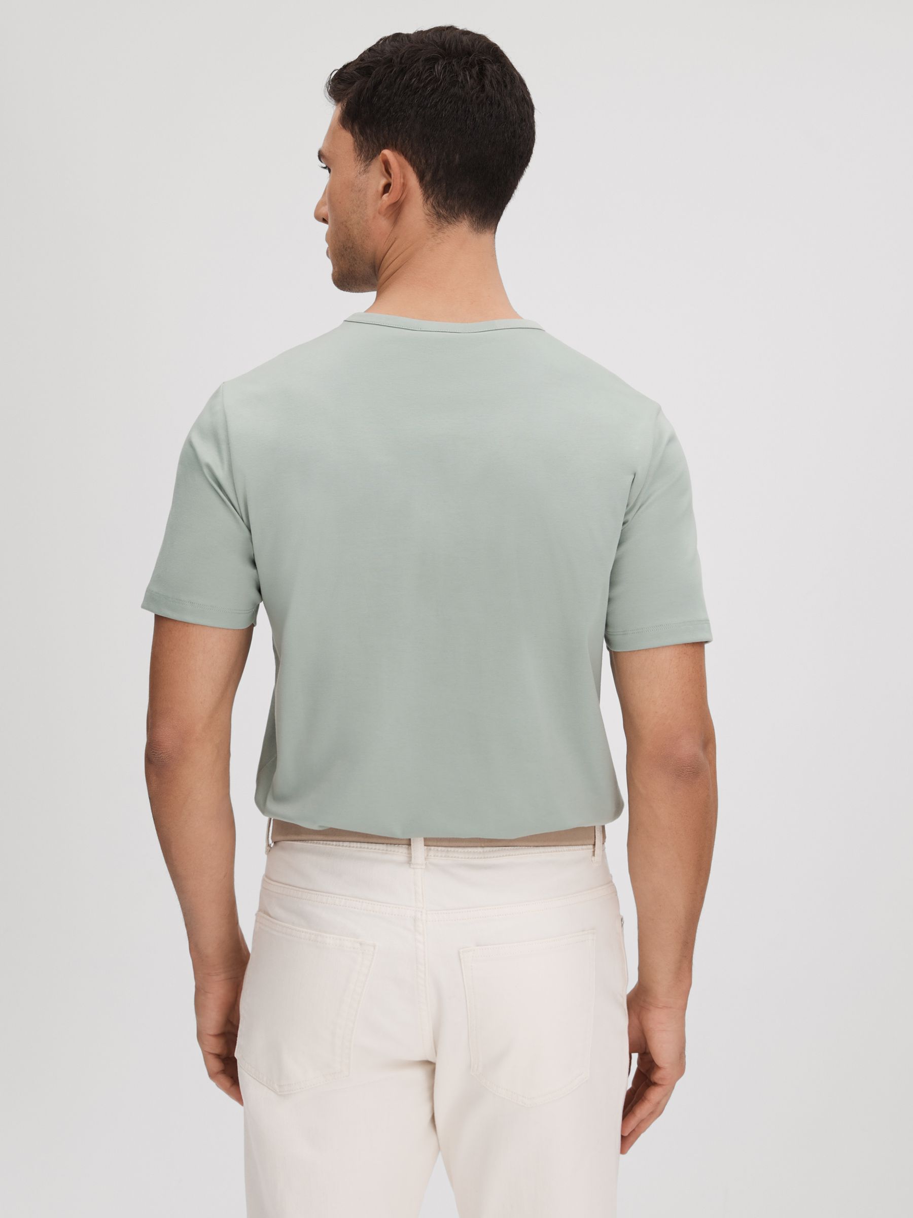 Slim Fit Cotton Crew T-Shirt in Sage - Image 5 of 6