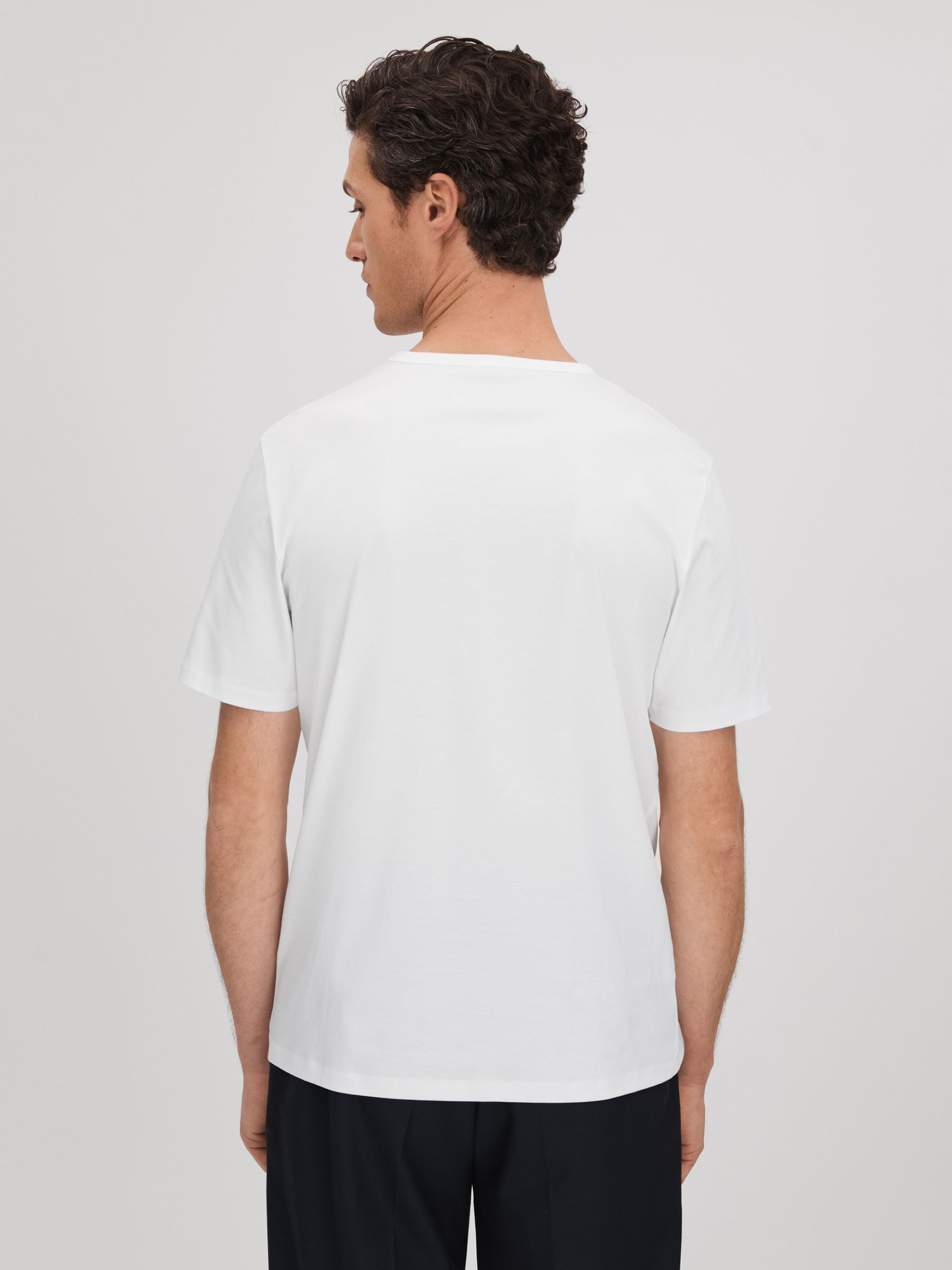 Slim Fit Cotton Crew T-Shirt in White - Image 5 of 6