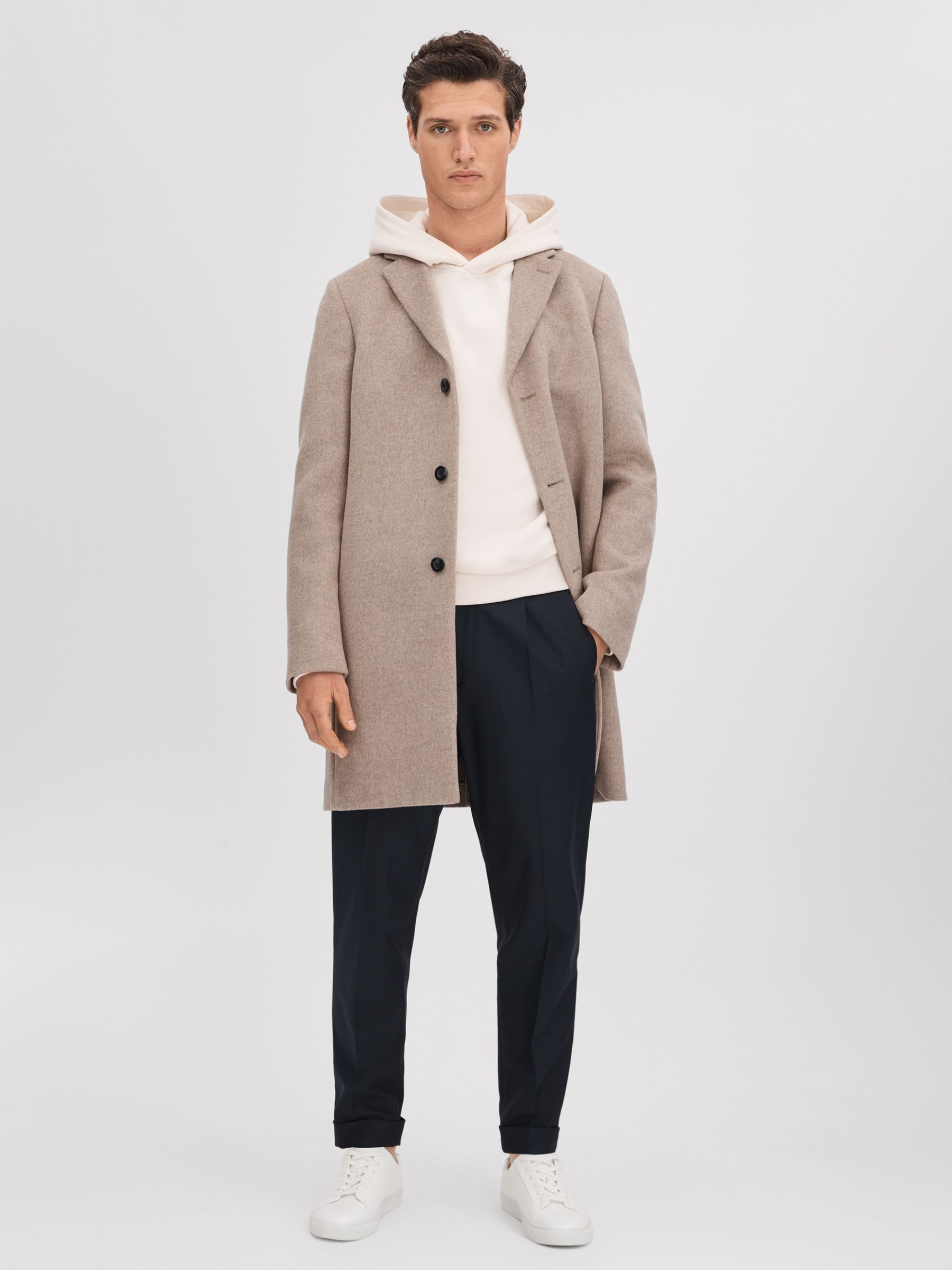 Cotton Relaxed Motif Hoodie in Ecru/Blue - Image 3 of 6