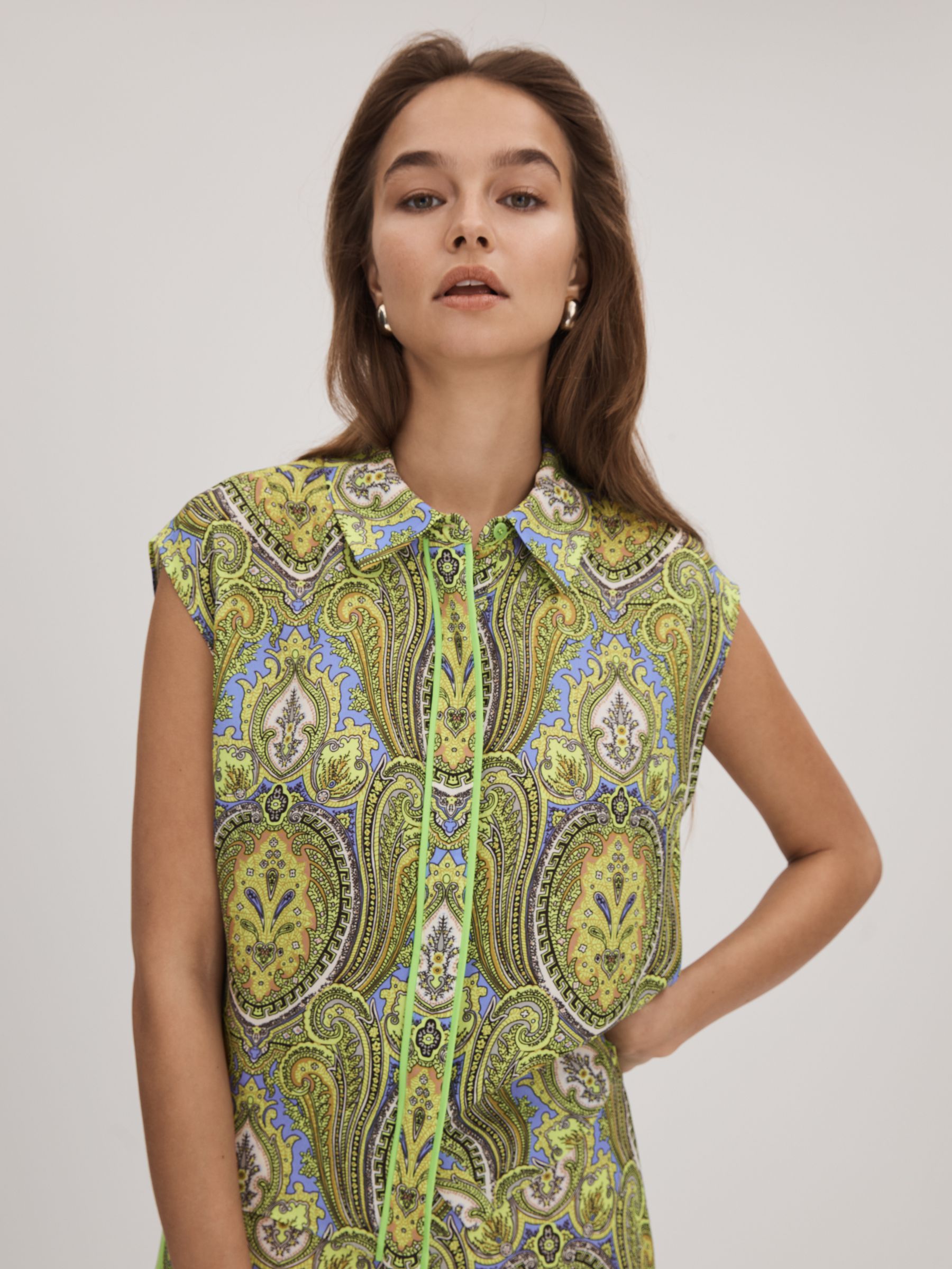 Florere Printed Cropped Top in Lime/Green - Image 1 of 7
