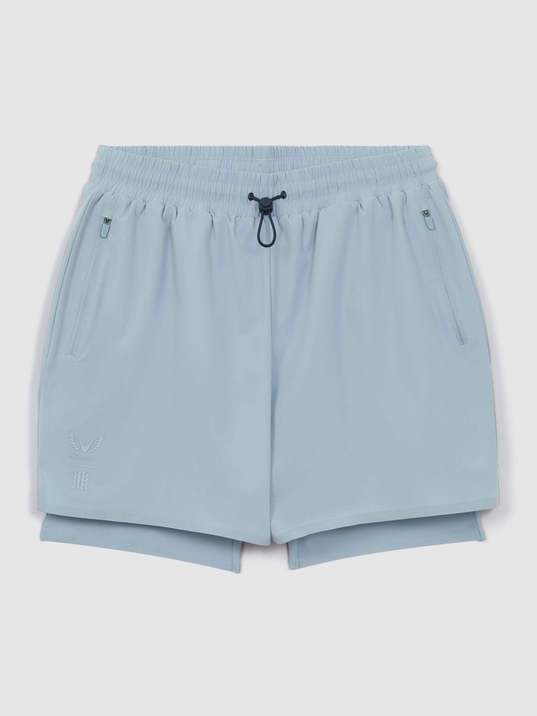 Castore Water Repellent 2-in-1 Shorts in Blue Silver - Image 2 of 8