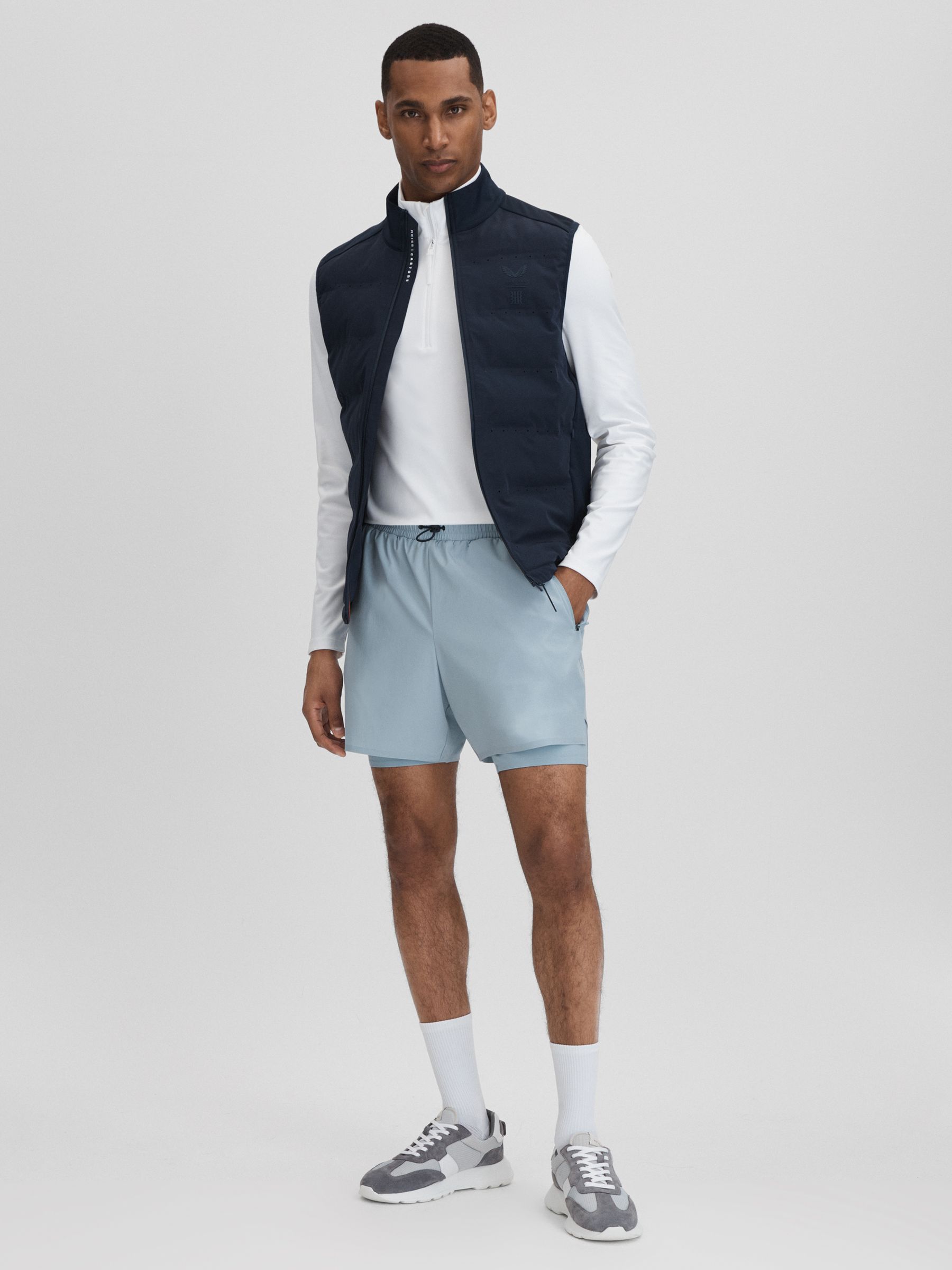 Castore Water Repellent 2-in-1 Shorts in Blue Silver - Image 3 of 8