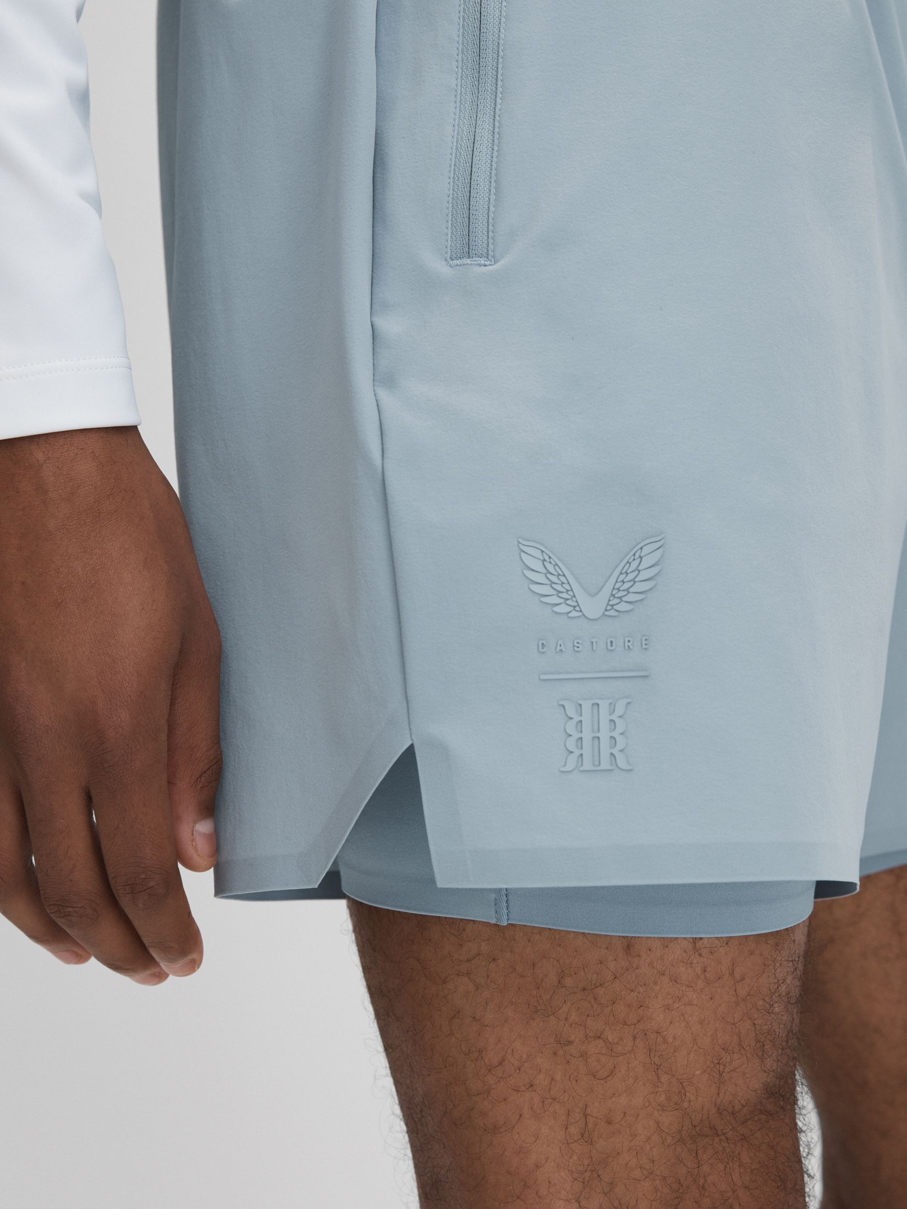 Castore Water Repellent 2-in-1 Shorts in Blue Silver - Image 6 of 8