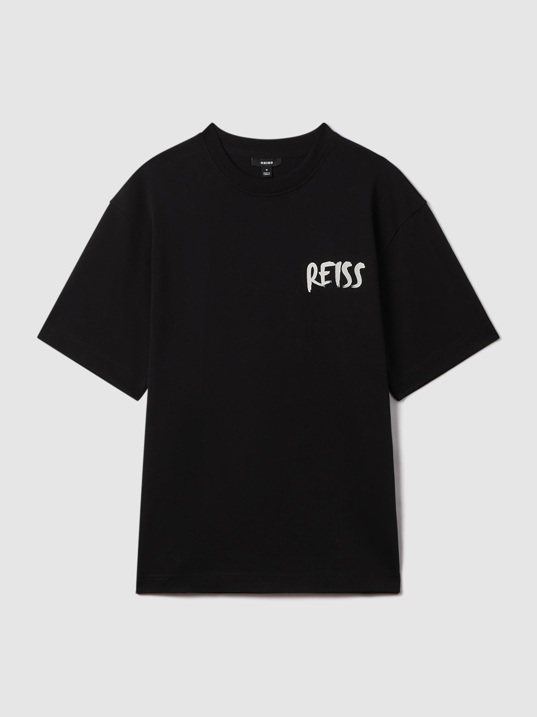 Cotton Motif T-Shirt in Black/White - Image 2 of 6