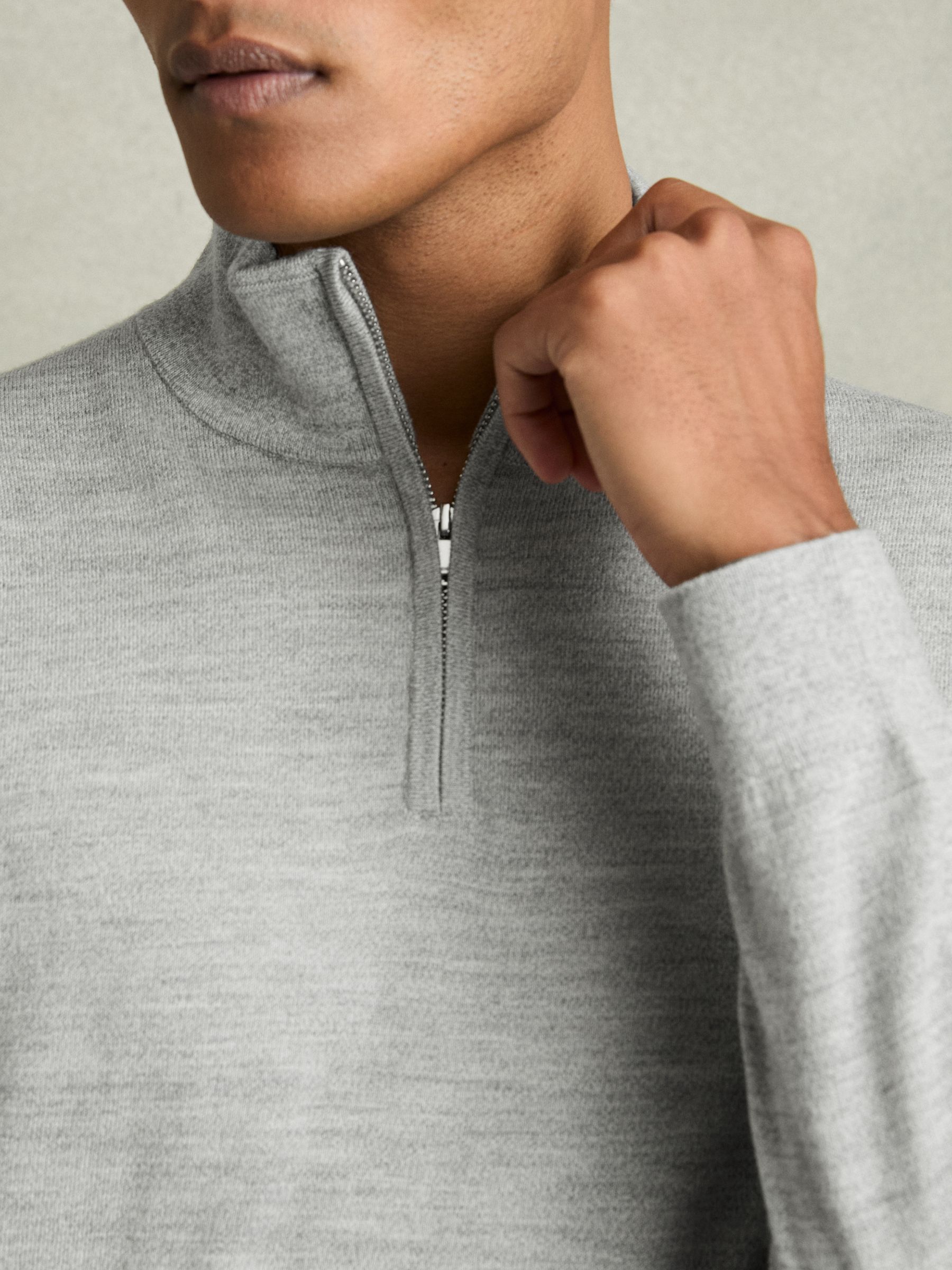 2 Pack Of Merino Wool Zip-Neck Jumpers in Black/Soft Grey - Image 5 of 7
