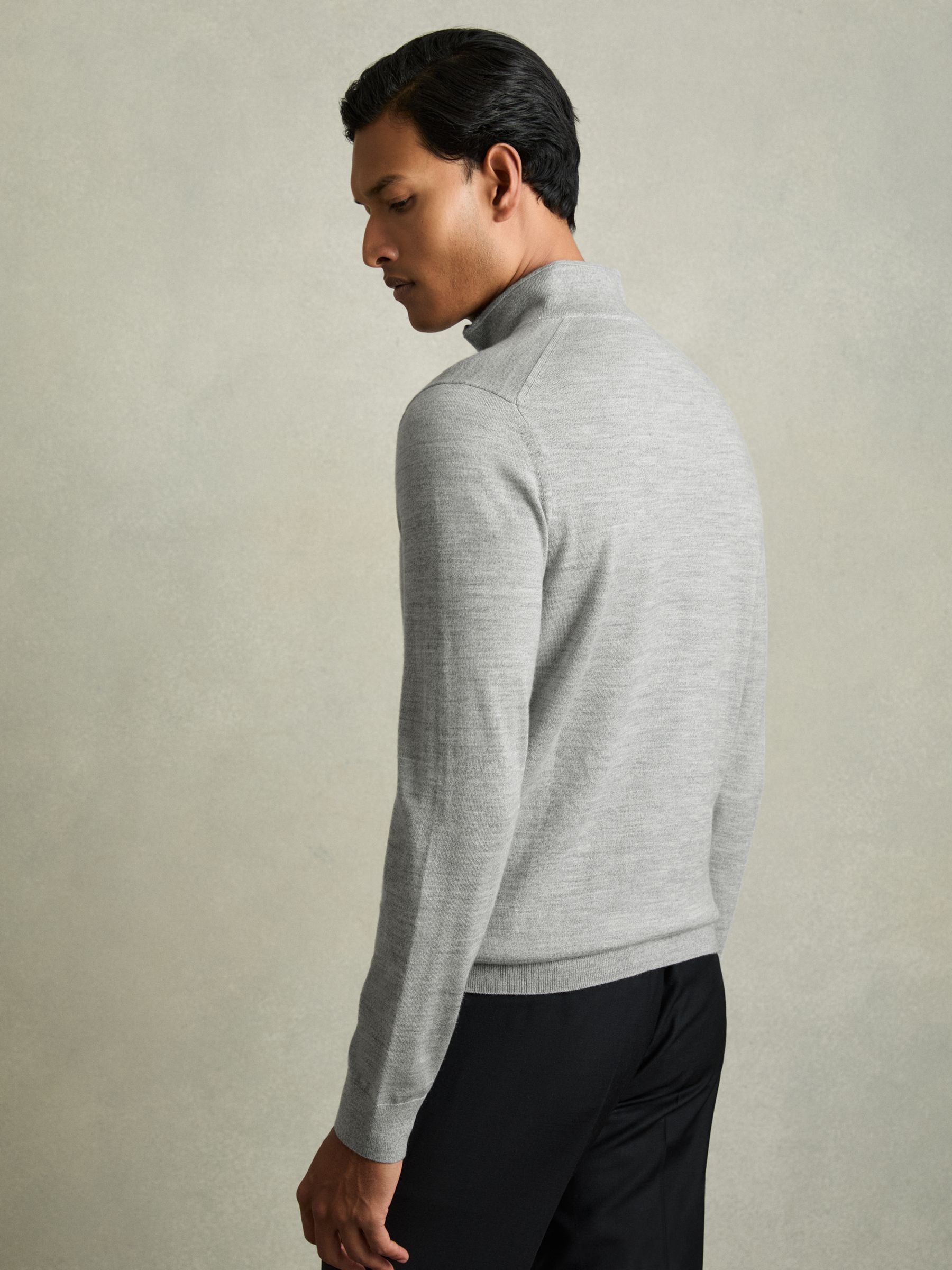 2 Pack Of Merino Wool Zip-Neck Jumpers in Black/Soft Grey - Image 6 of 7