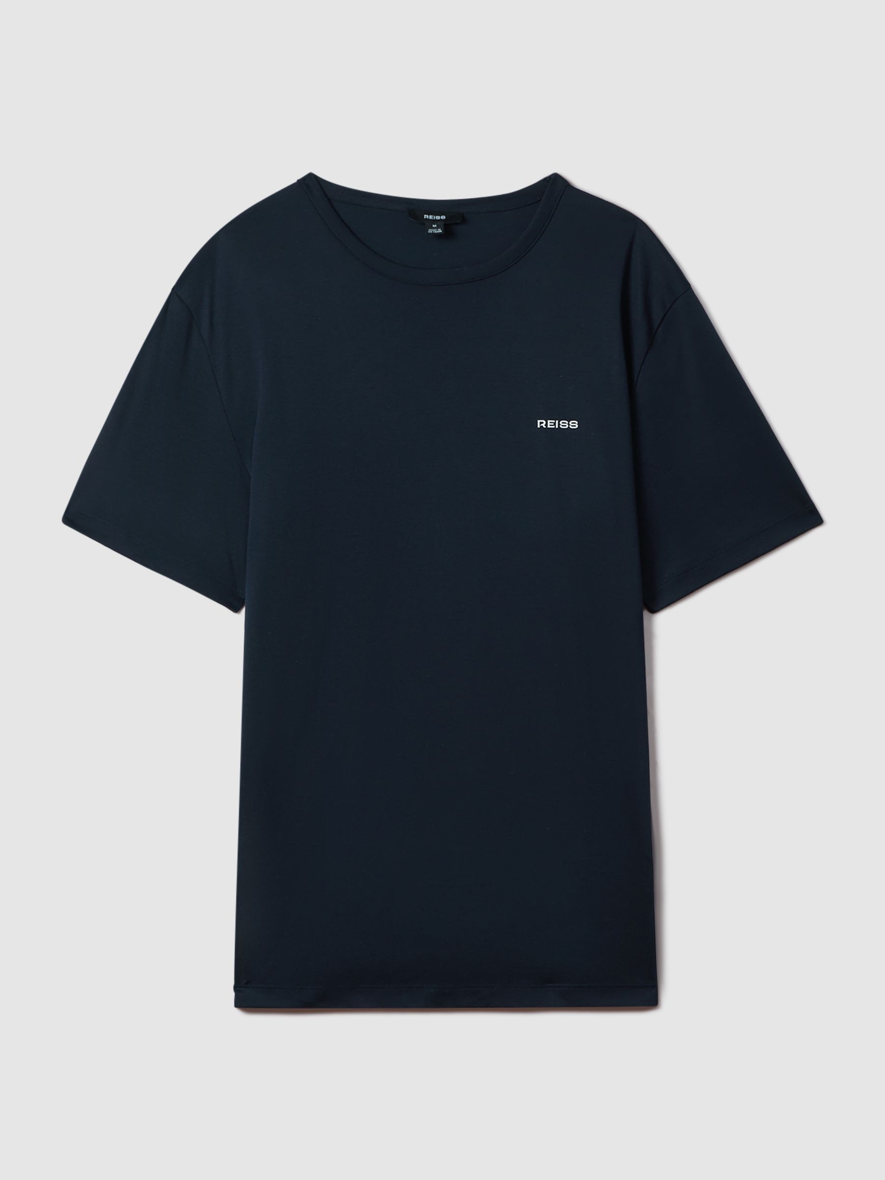 Slim Fit Cotton Crew T-Shirt in Navy - Image 2 of 6