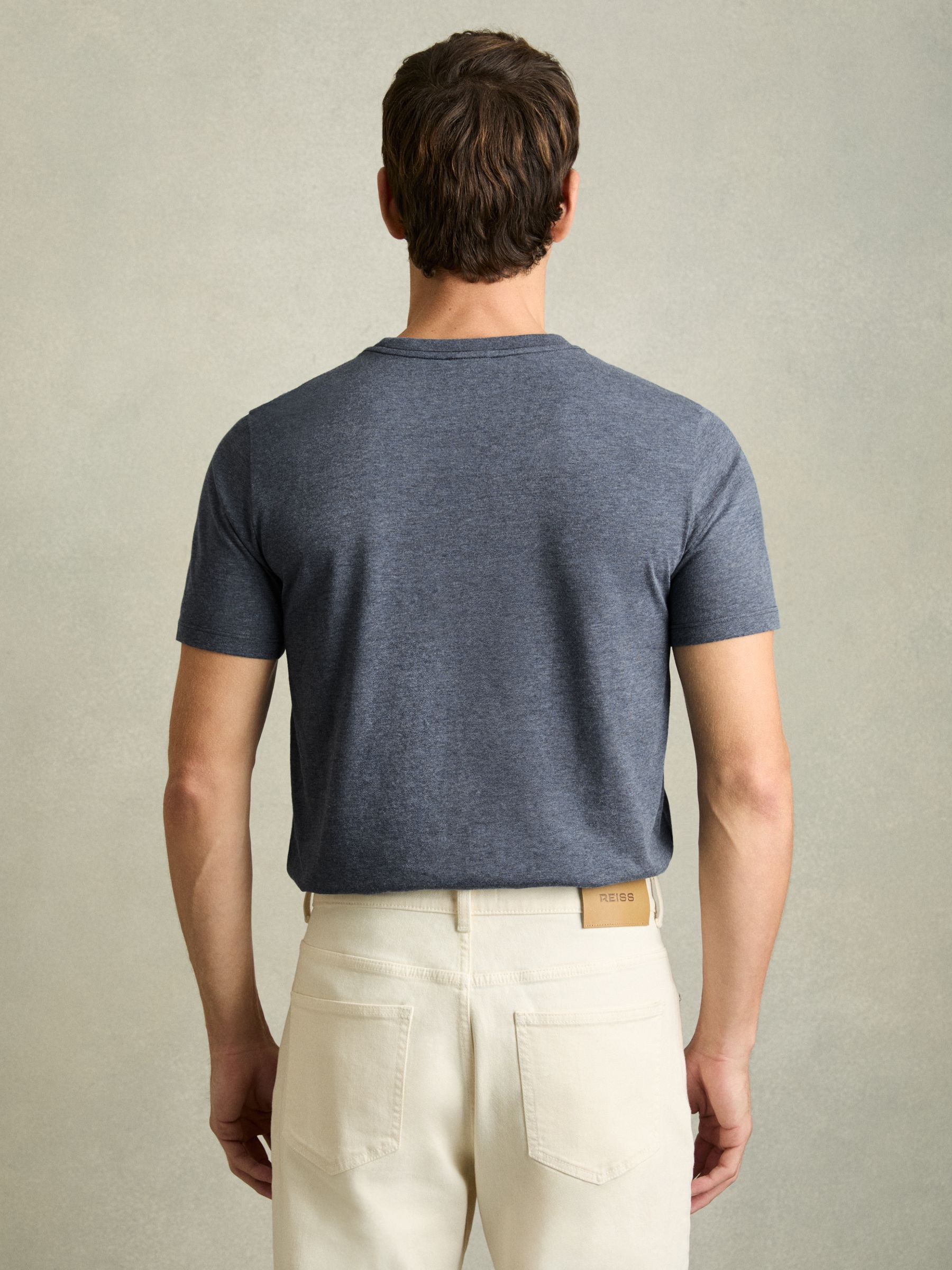 Crew Neck T-Shirt in Airforce Blue Melange - Image 4 of 7
