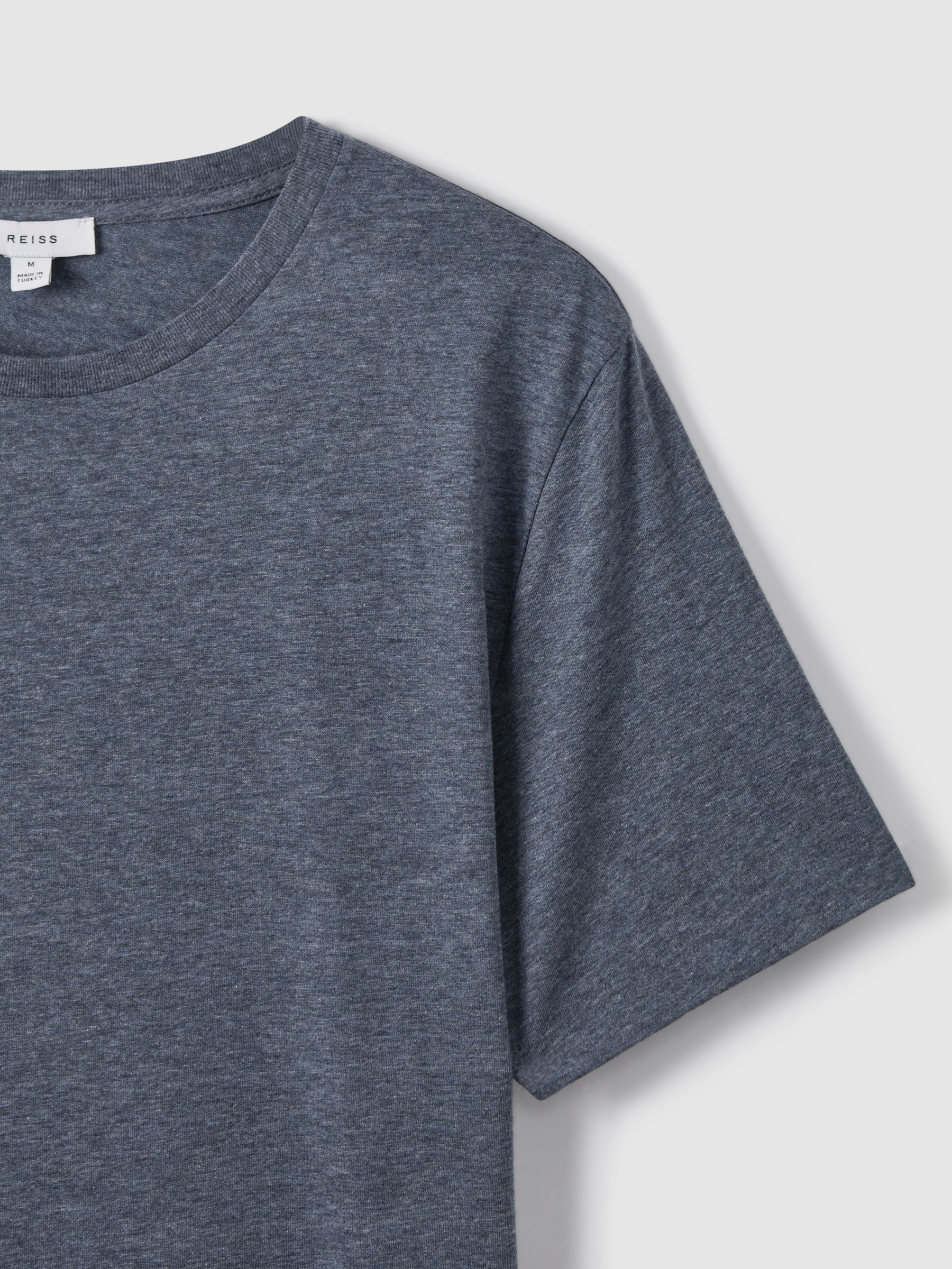 Cotton Crew Neck T-Shirt in Airforce Blue Melange - image 4