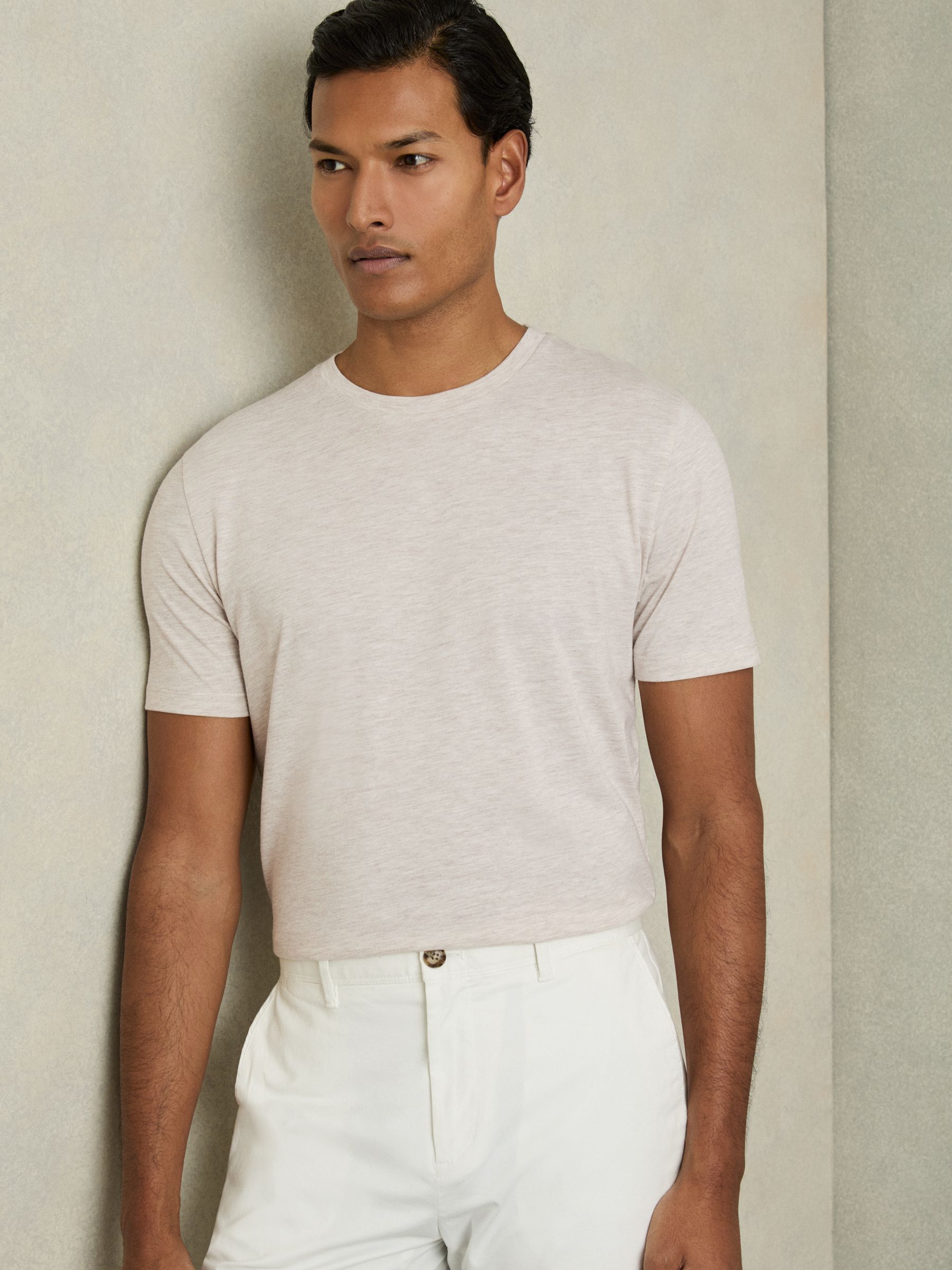 Crew Neck T-Shirt in Wheat Melange - Image 3 of 5
