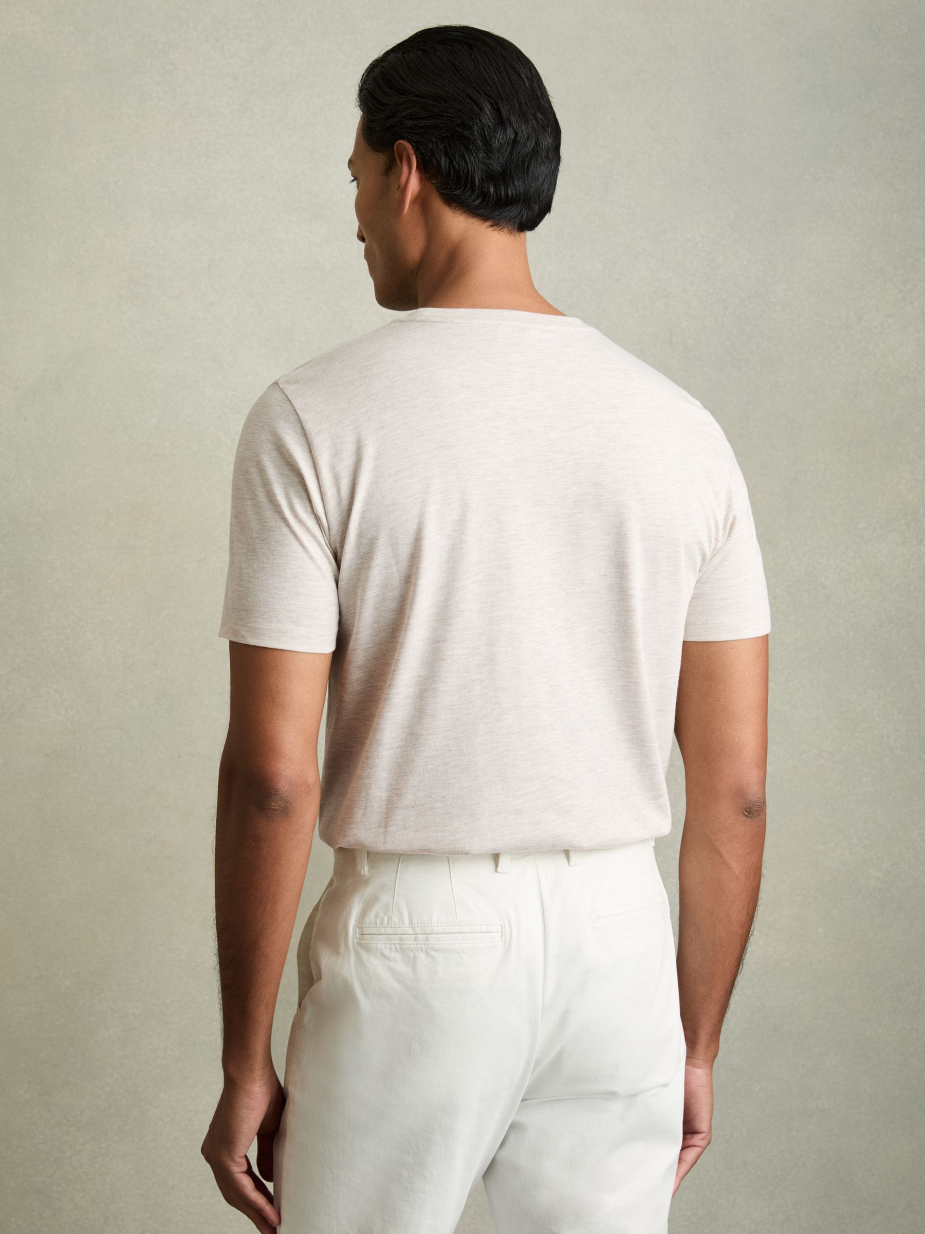 Crew Neck T-Shirt in Wheat Melange - Image 4 of 5