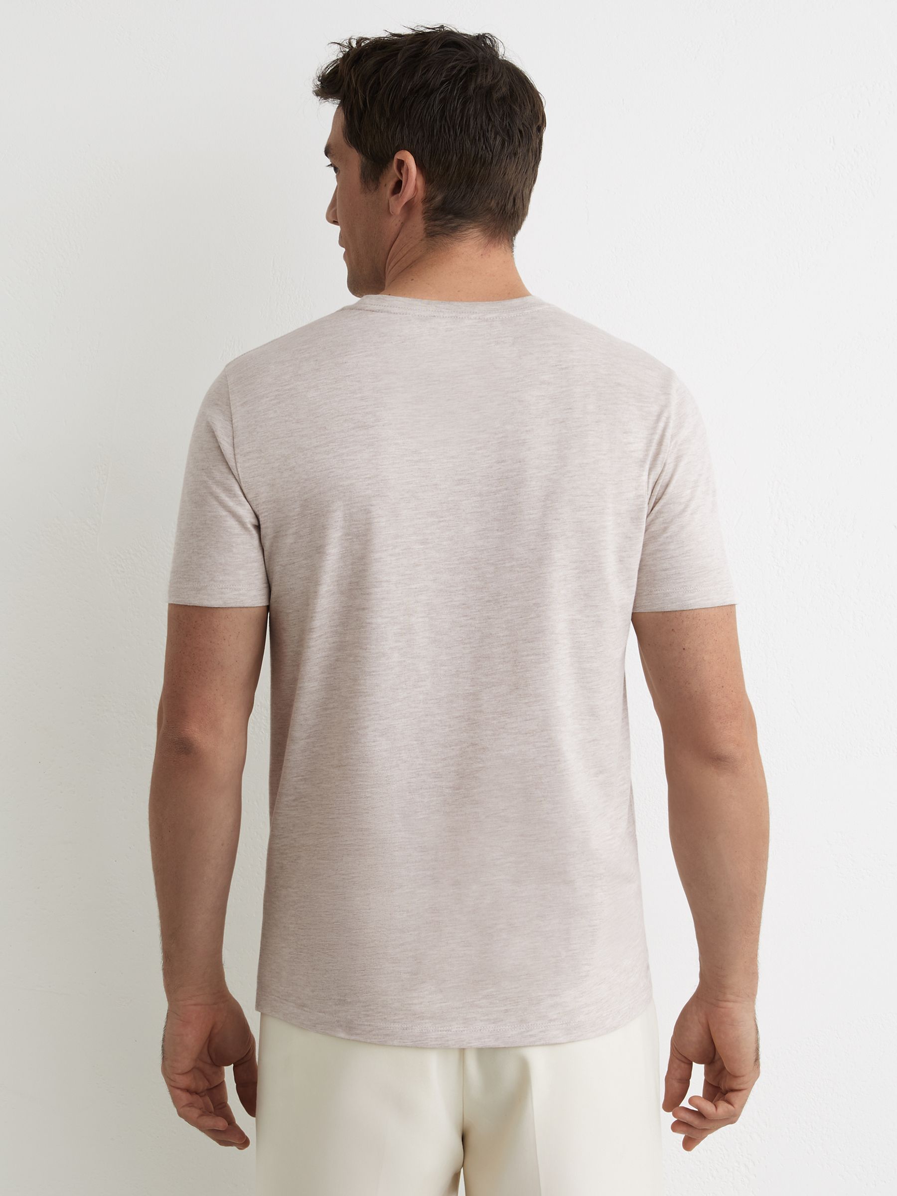 Cotton Crew-Neck Tailored-Fit T-Shirt in Wheat Melange - image 4