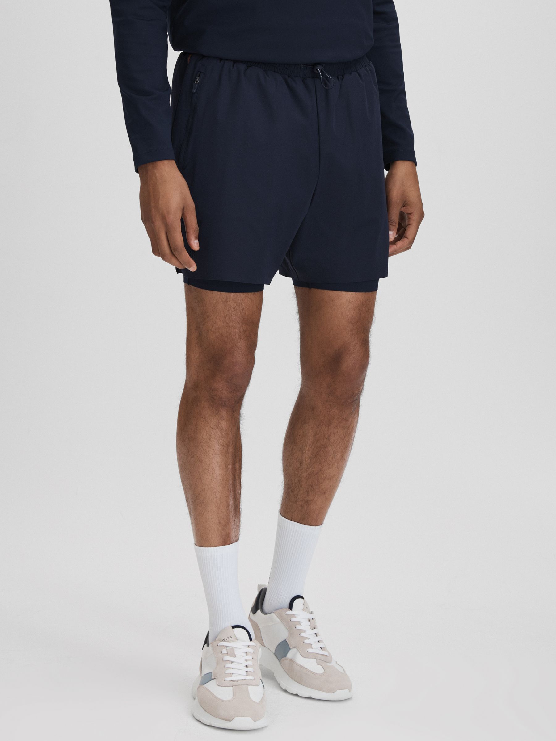 Castore Water Repellent 2-in-1 Shorts in Midnight Navy - Image 1 of 7