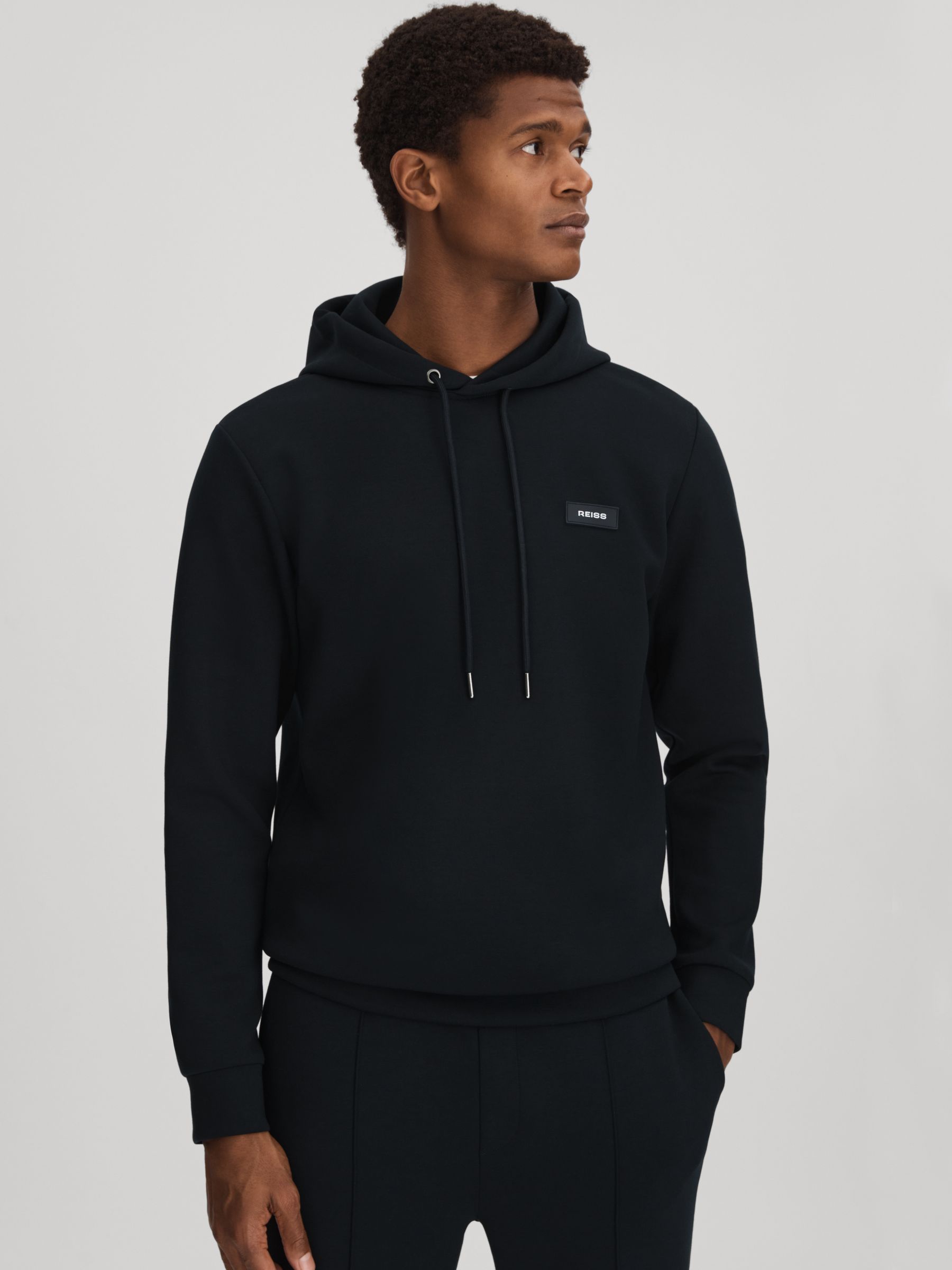 Interlock Jersey Hoodie in Navy - Image 1 of 6