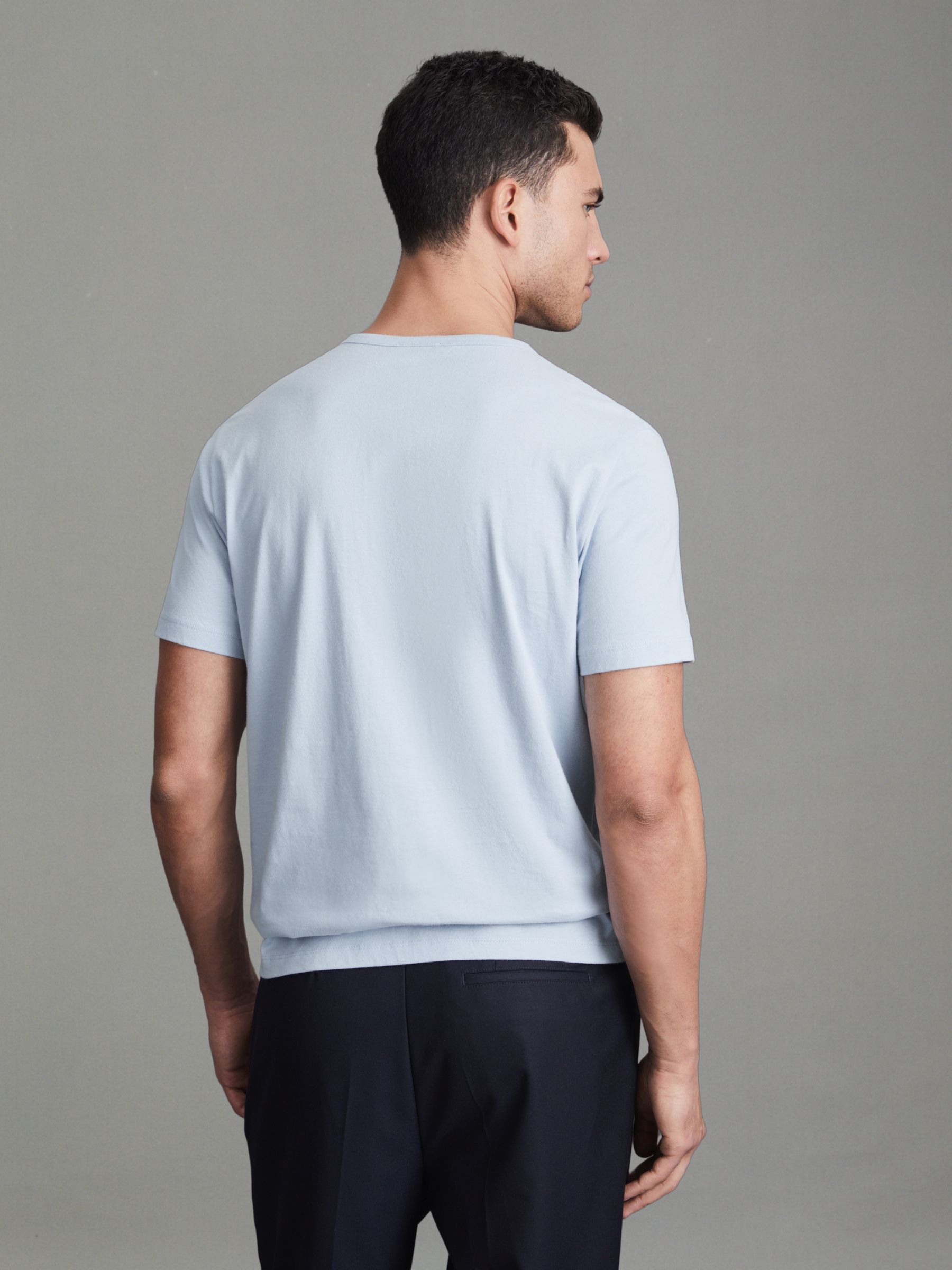 Cotton Crew Neck T-Shirt in Soft Blue - Image 5 of 5