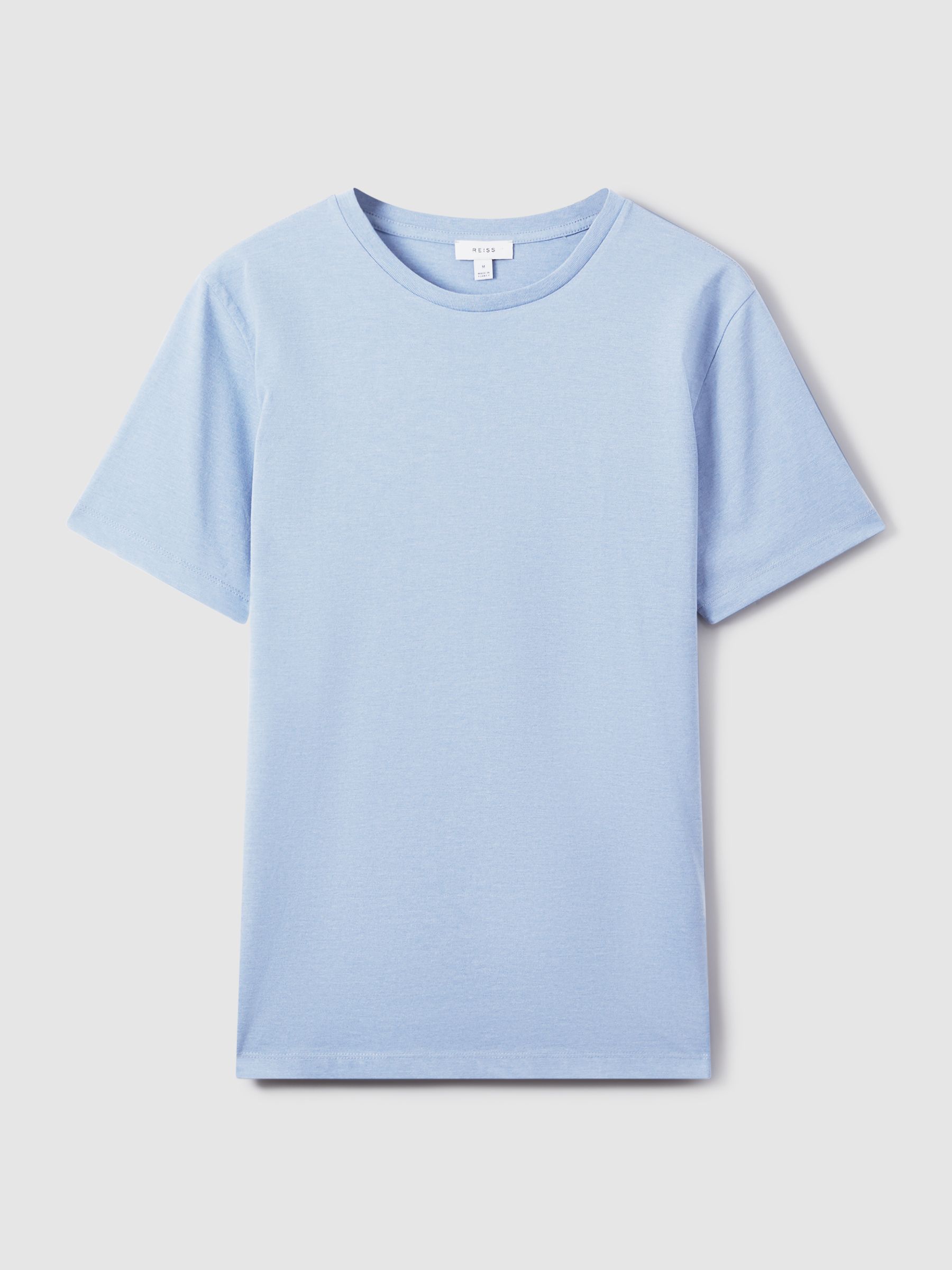 Cotton Crew Neck T-Shirt in Delph Blue Melange - Image 2 of 6