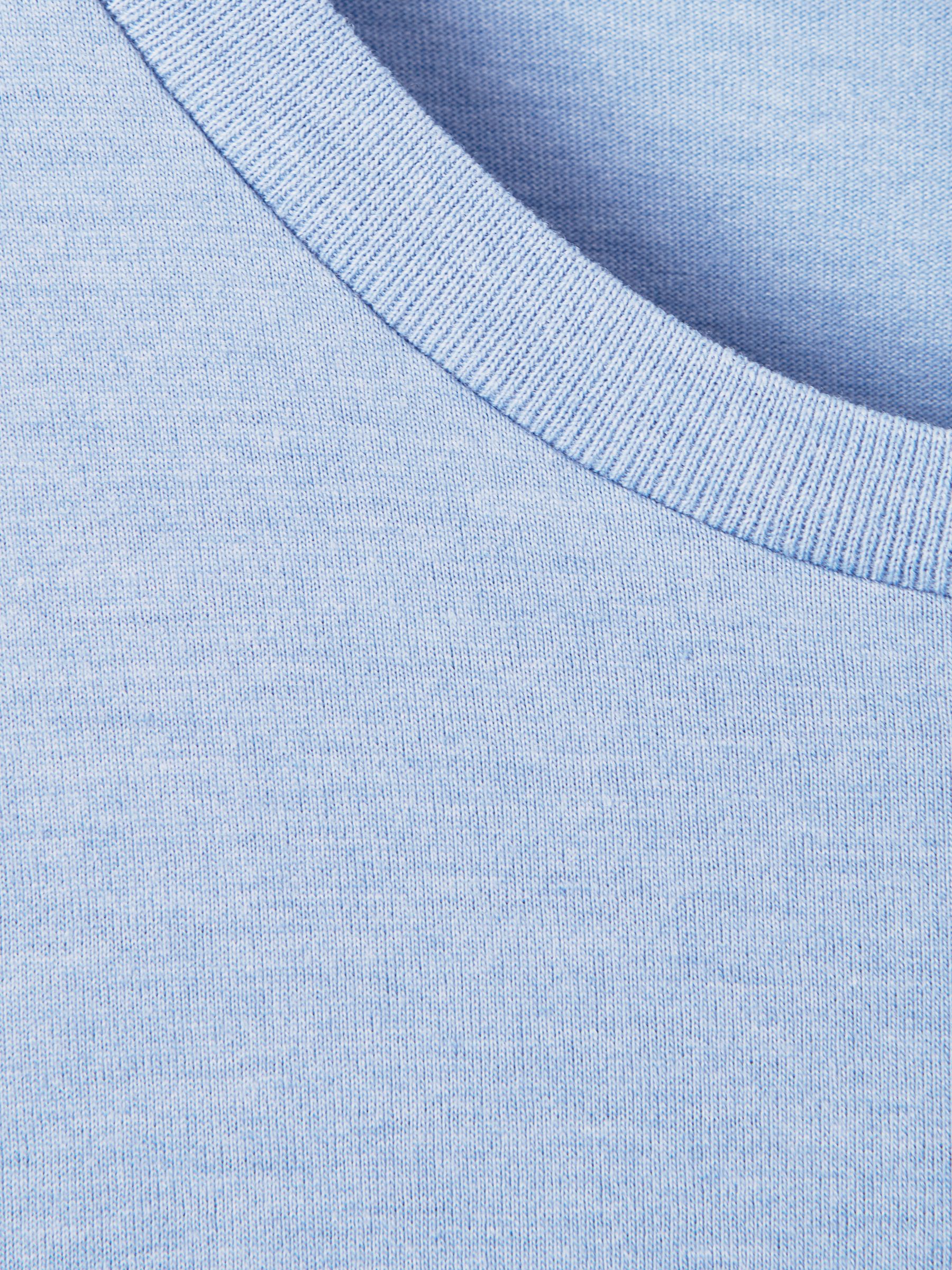 Cotton Crew Neck T-Shirt in Delph Blue Melange - Image 6 of 6