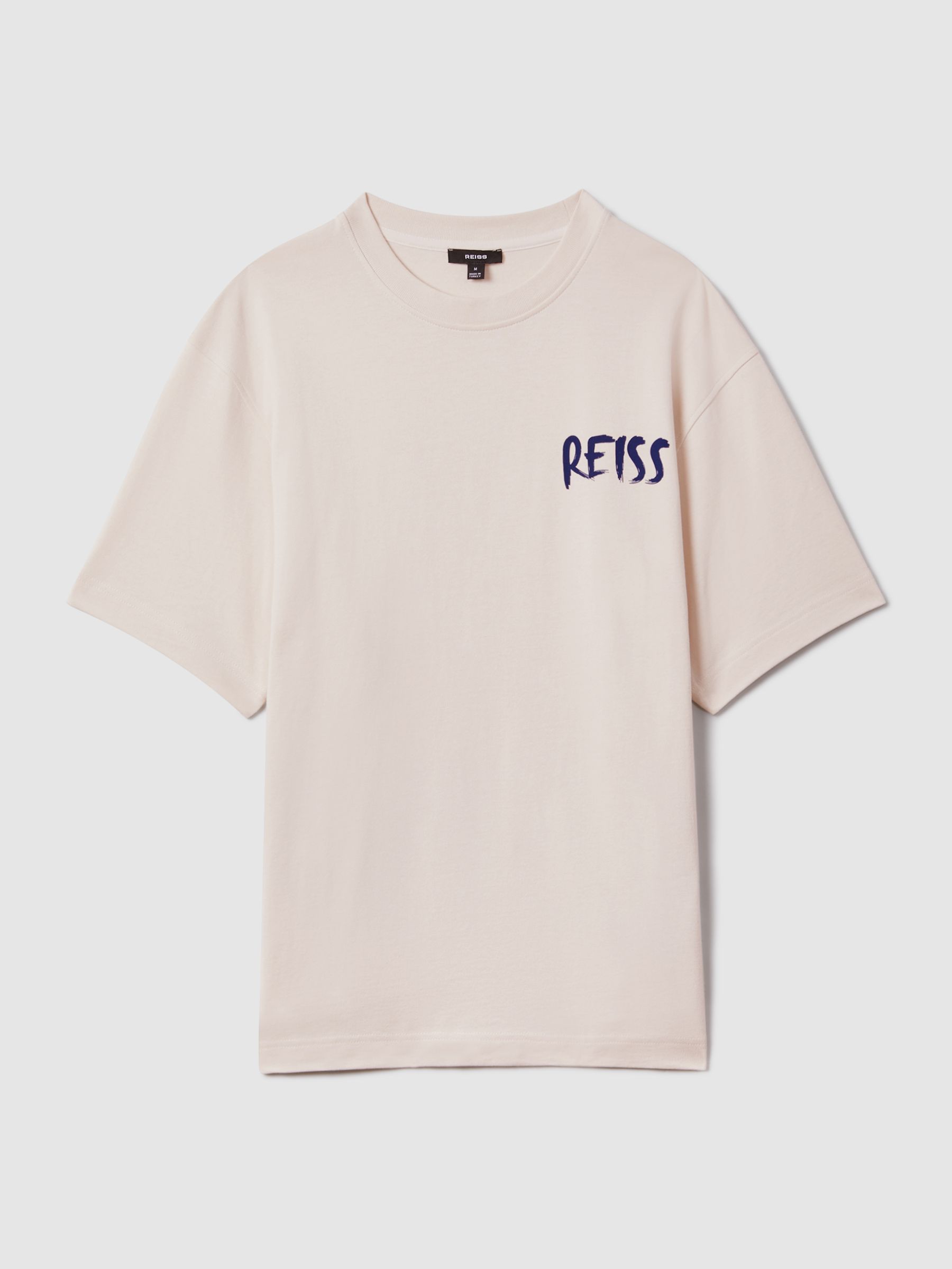 Cotton Motif T-Shirt in Ecru/Blue - Image 2 of 6