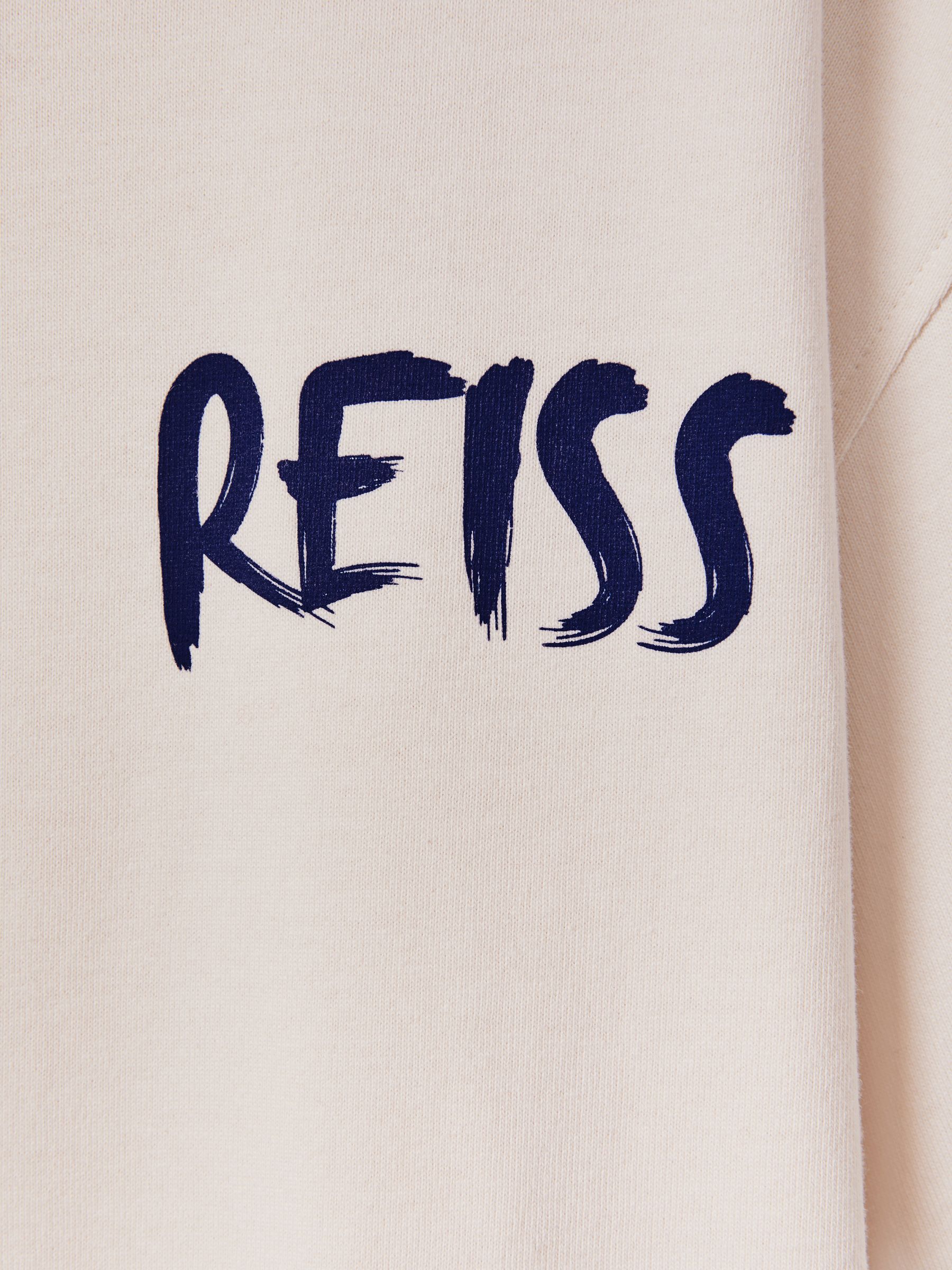 Cotton Motif T-Shirt in Ecru/Blue - Image 6 of 6