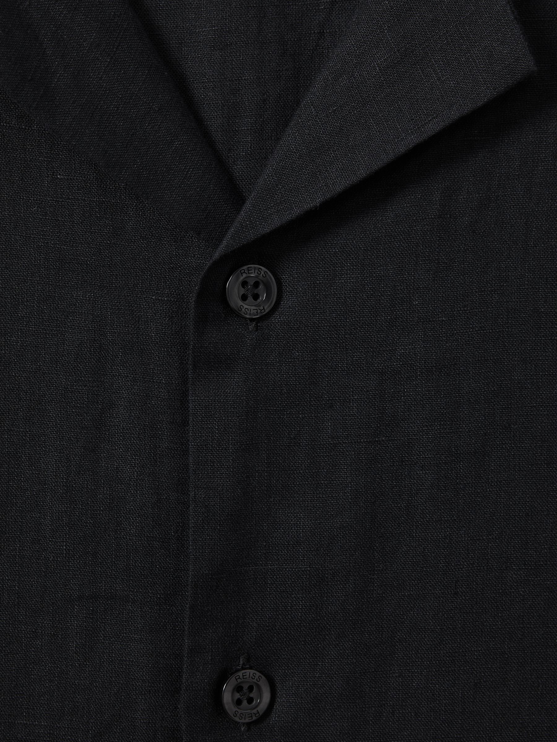 Relaxed Linen Cuban Collar Shirt in Black - Image 6 of 6