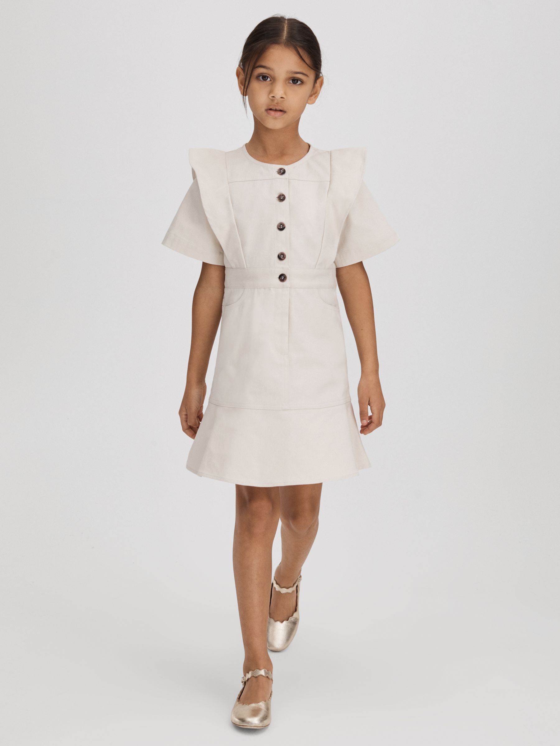 13-14 yrs Flared Denim Dress in Stone - Image 1 of 6