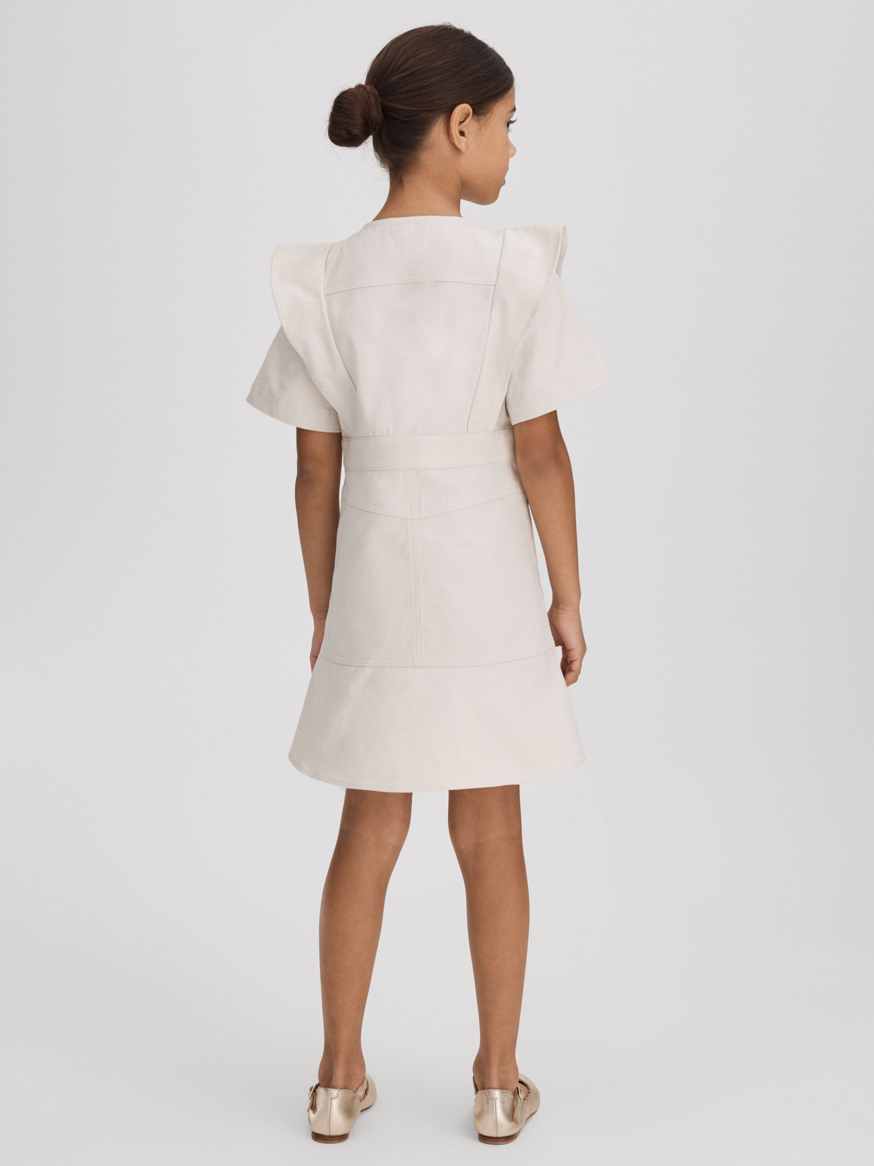 9-13 yrs Flared Denim Dress in Stone - Image 5 of 6