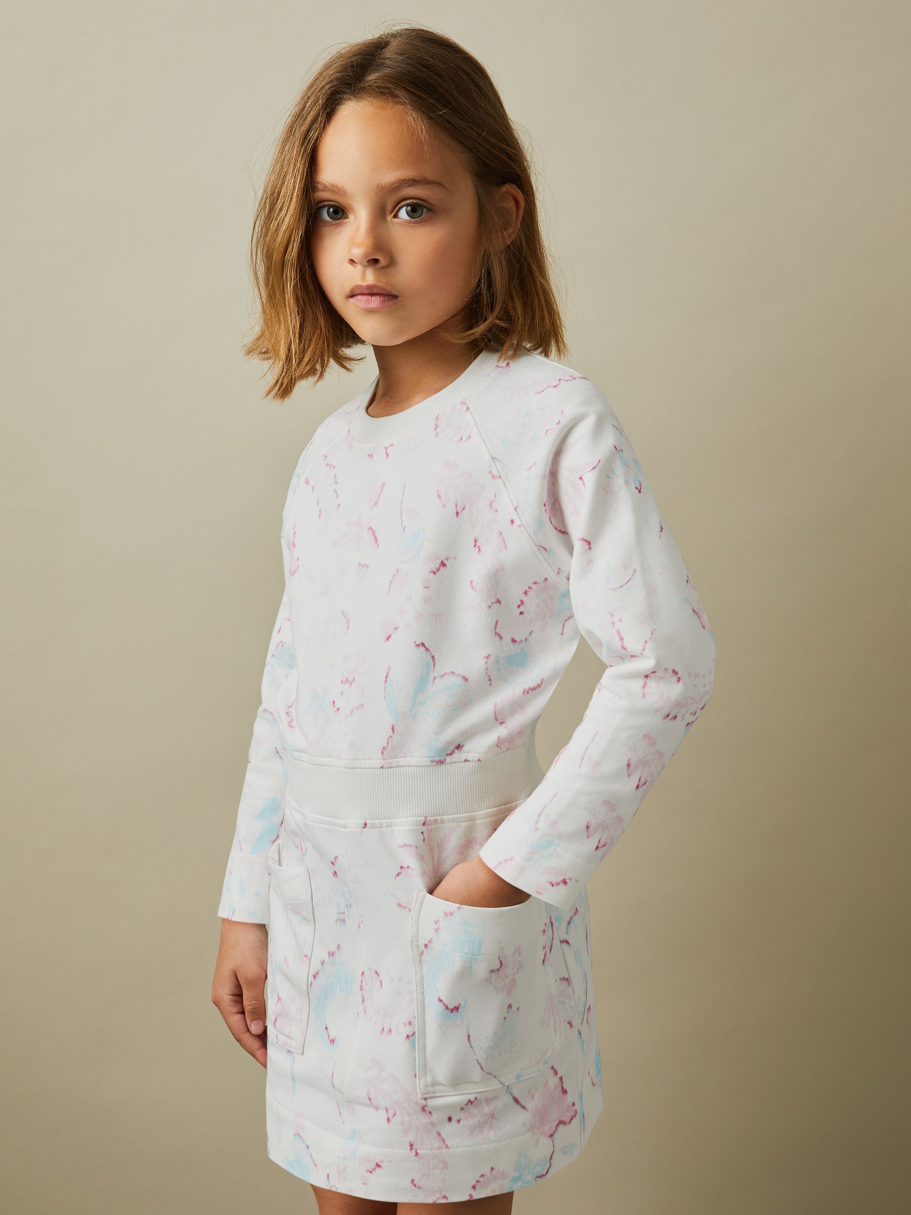 13-14 yrs Cotton Jersey Blend Crew Neck Dress in Multi - Image 3 of 5