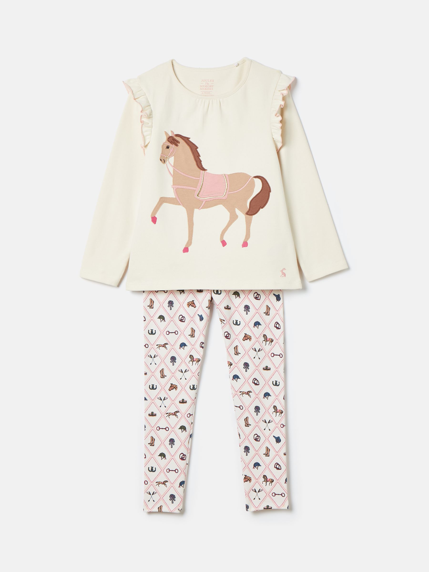 Doze Days Cream Horse Print Jersey Pyjama Set - Image 1 of 6