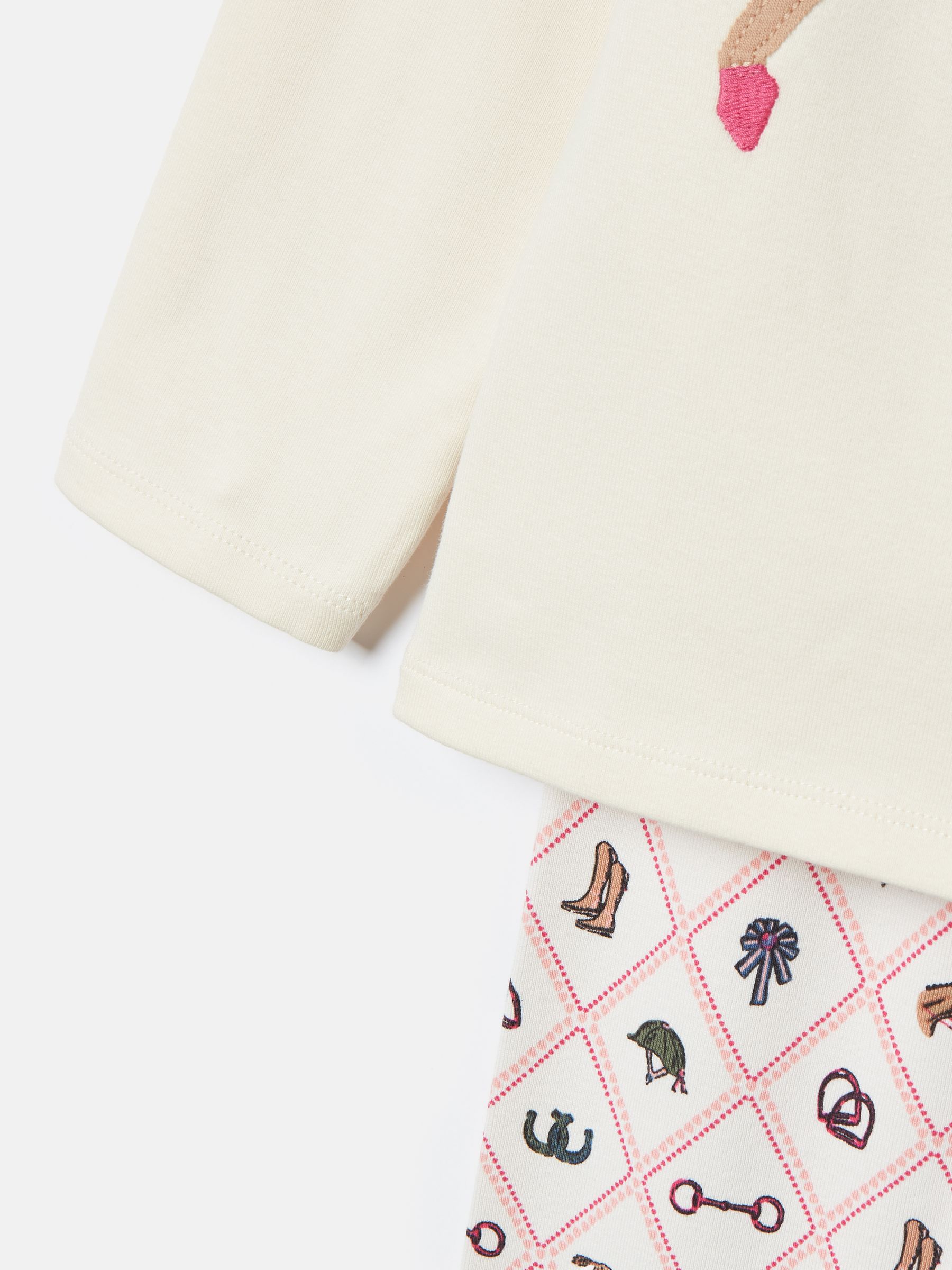 Doze Days Cream Horse Print Jersey Pyjama Set - Image 5 of 6