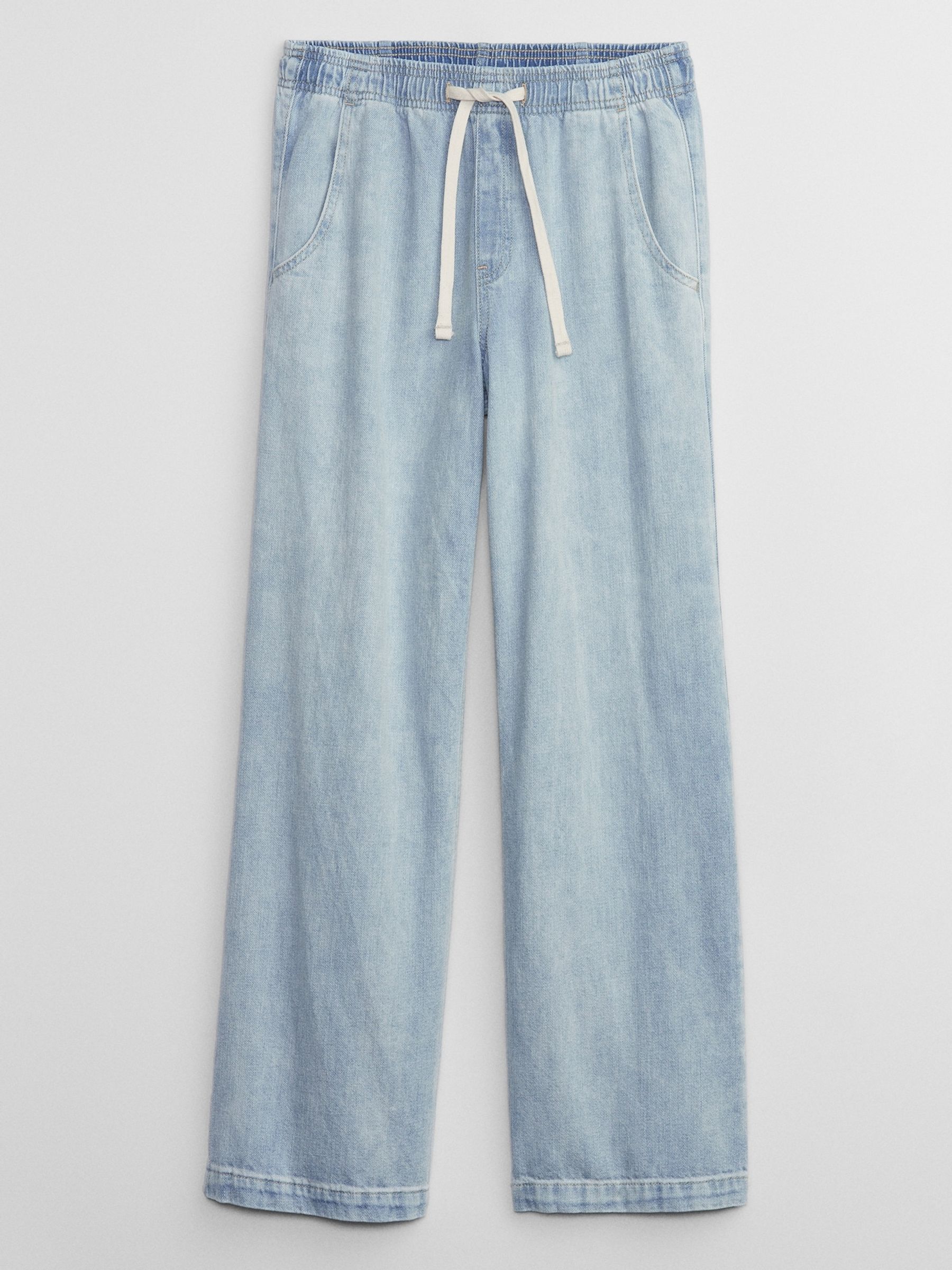 Light Blue Wide Leg High Waisted Pull On Jeans - Image 5 of 5